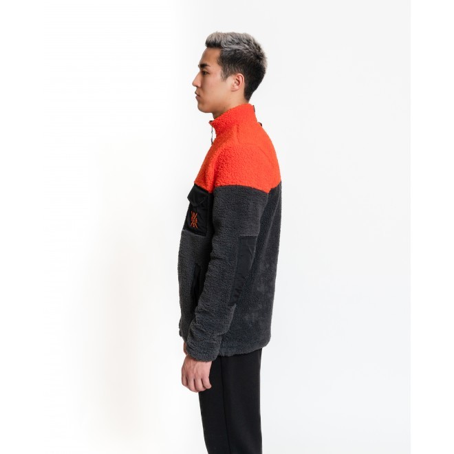 Luo Camp Rüzgar Geçirmez Erkek  Peluş Polar  02 - ANTRACHITE / ORANGE
