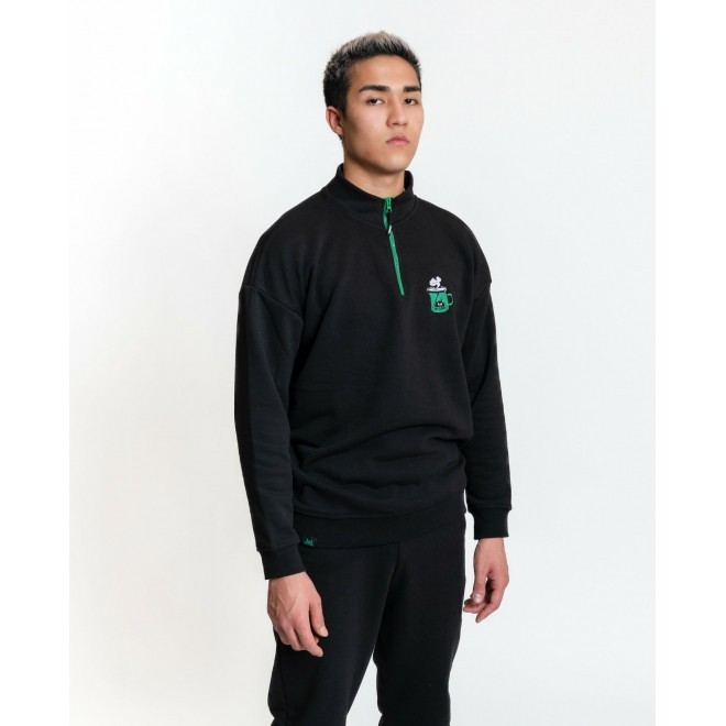 Luo Camp Fermuarlı Dik Yaka Sweatshirt 01 - Black