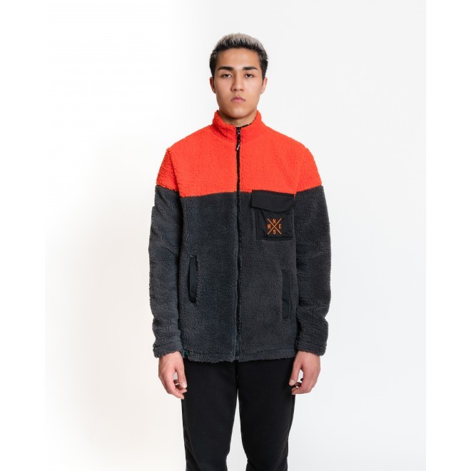 Luo Camp Rüzgar Geçirmez Erkek  Peluş Polar  02 - ANTRACHITE / ORANGE