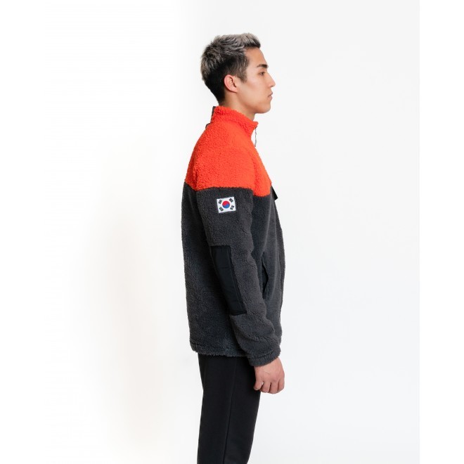 Luo Camp Rüzgar Geçirmez Erkek  Peluş Polar  02 - ANTRACHITE / ORANGE