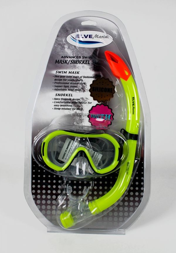 Elve Marine Mask Snorkel Tempered Cam Çocuk Set (M30SN18)