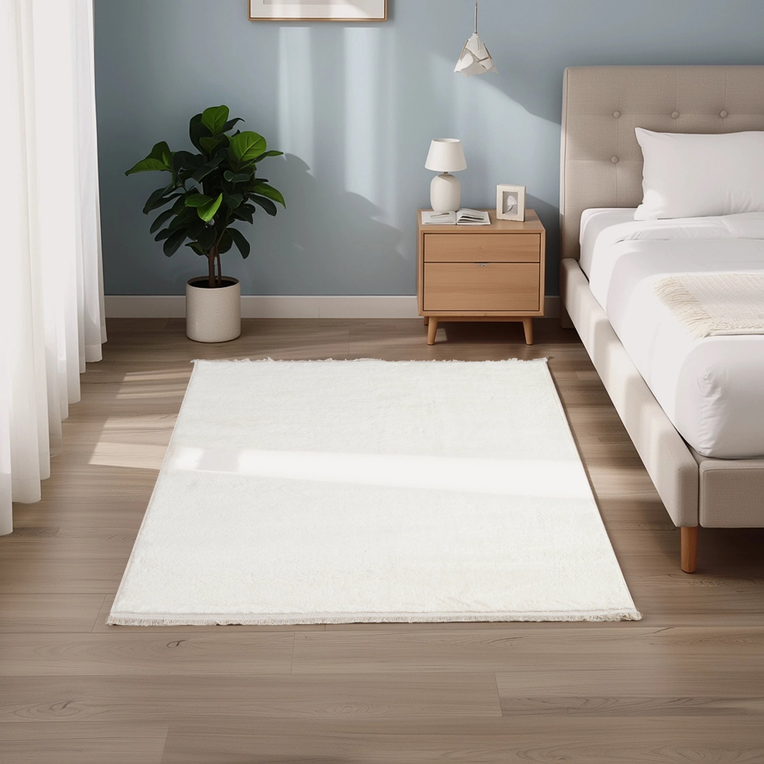 Luna Beyaz Peluş Halı