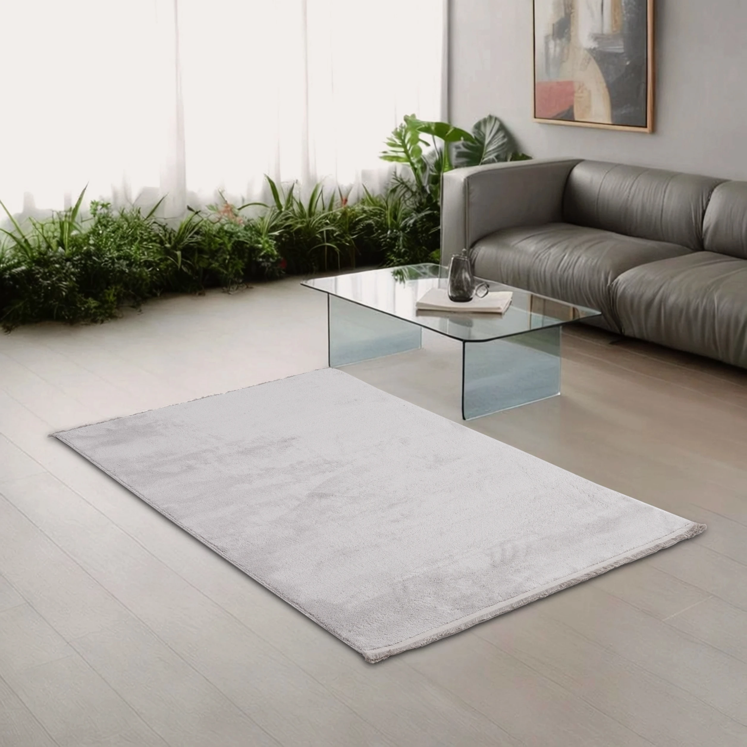 Luna Gri Peluş Halı