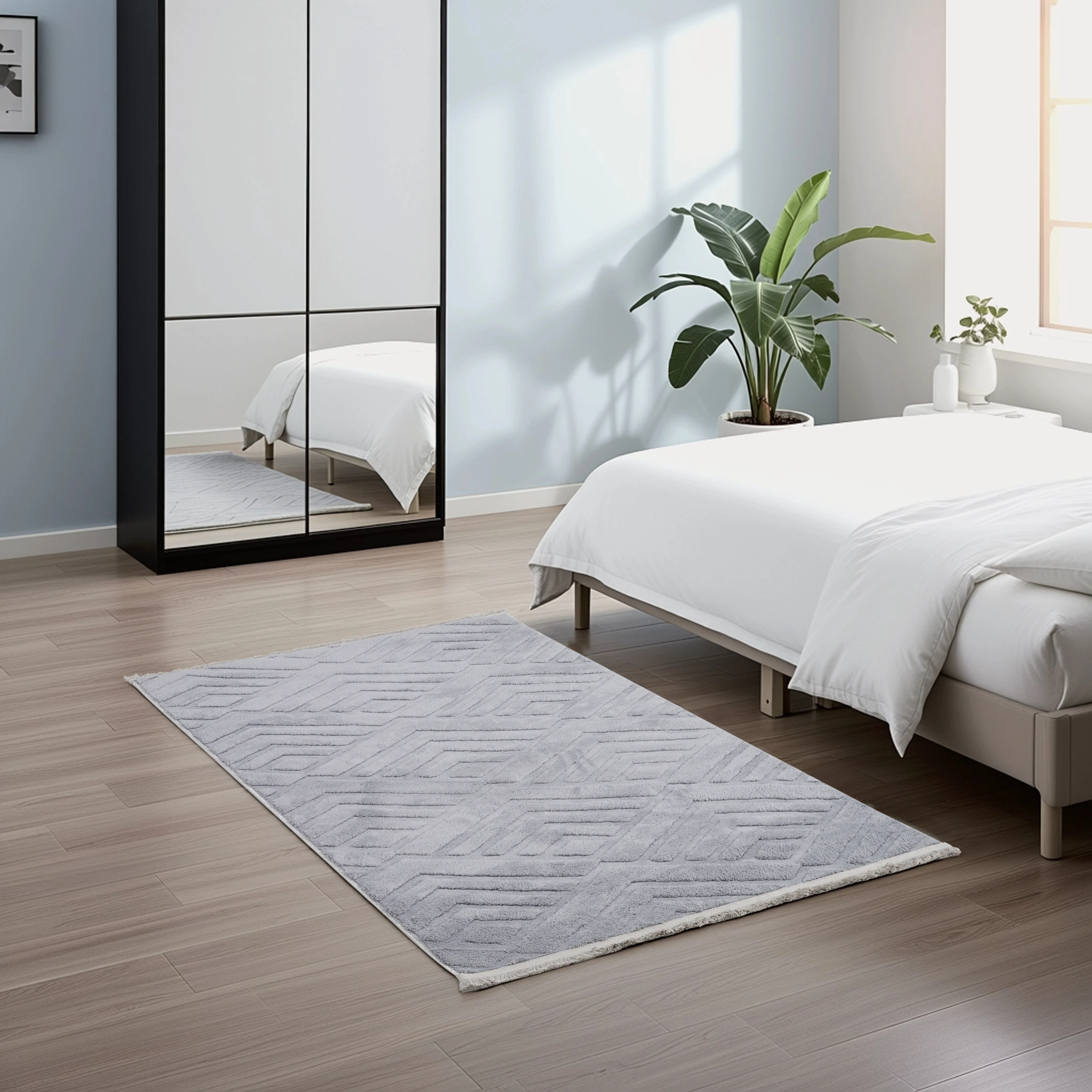 Line Gri Peluş Halı