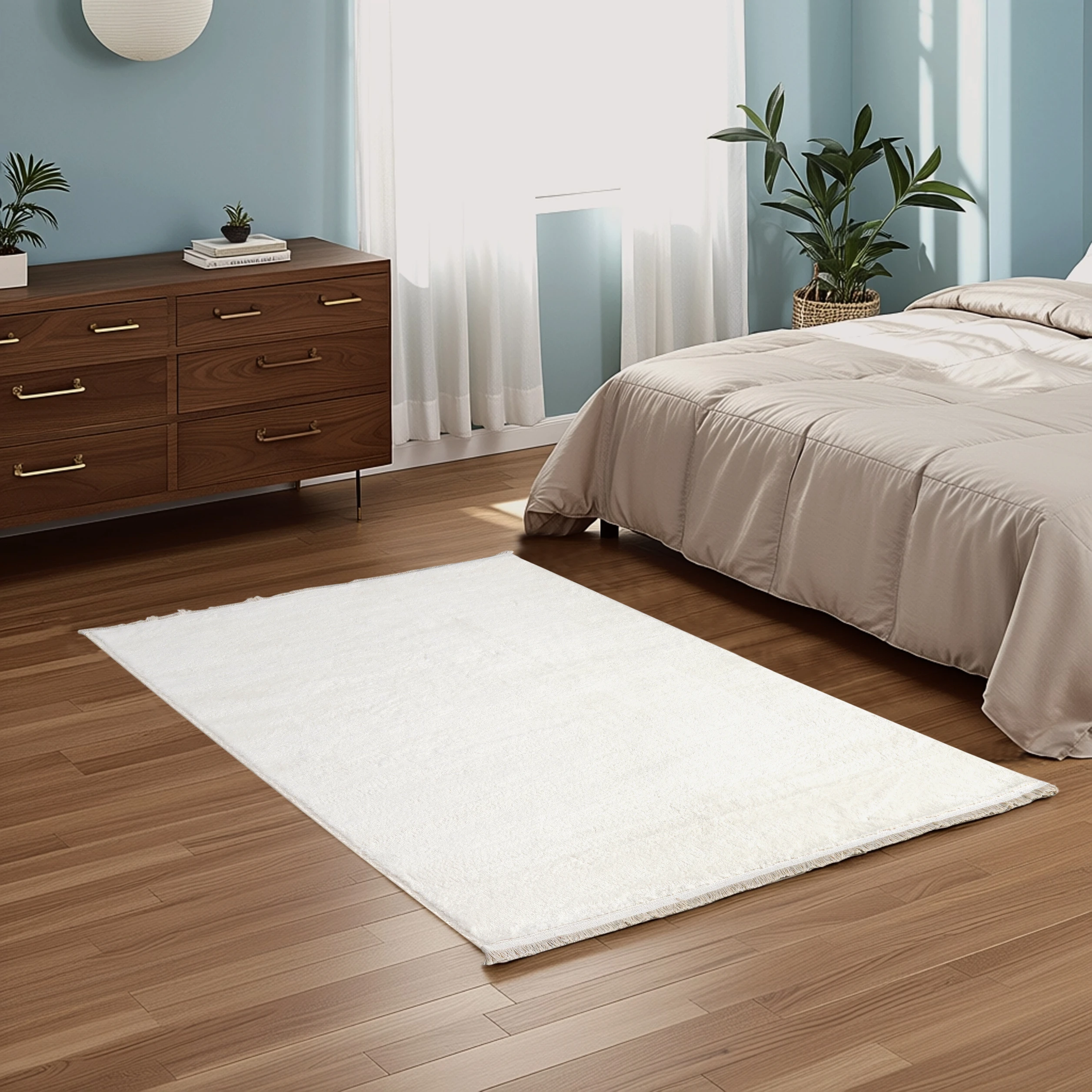 Luna Beyaz Peluş Halı