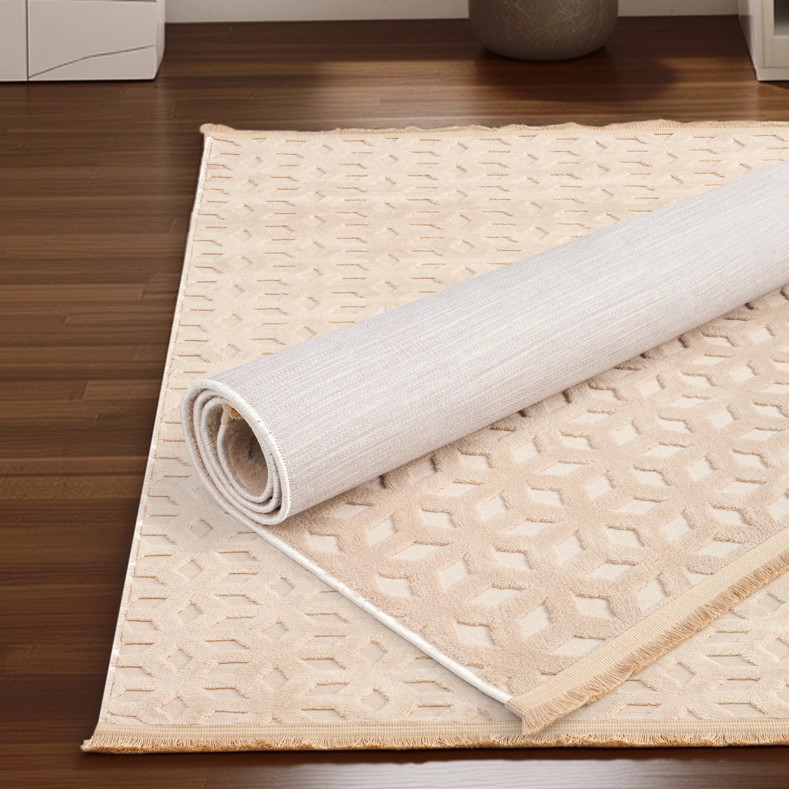 Kübik Vizon Peluş Halı