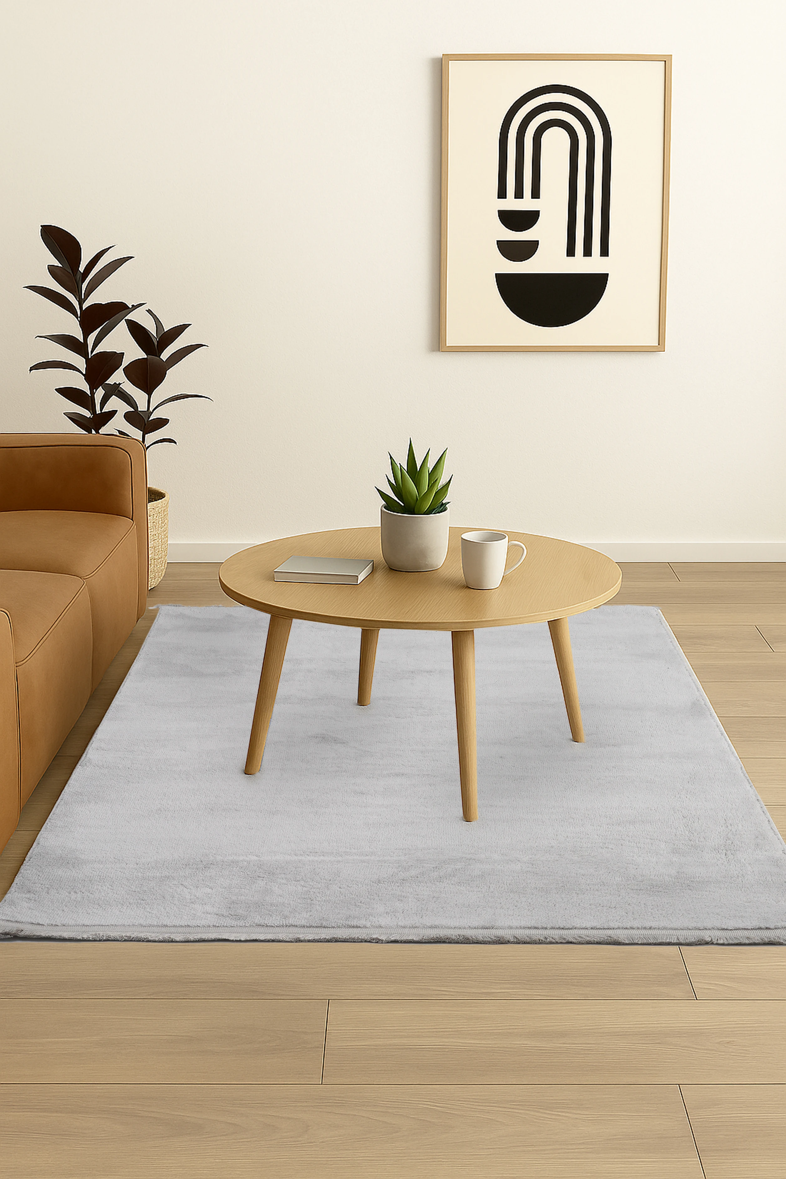 Luna Gri Peluş Halı