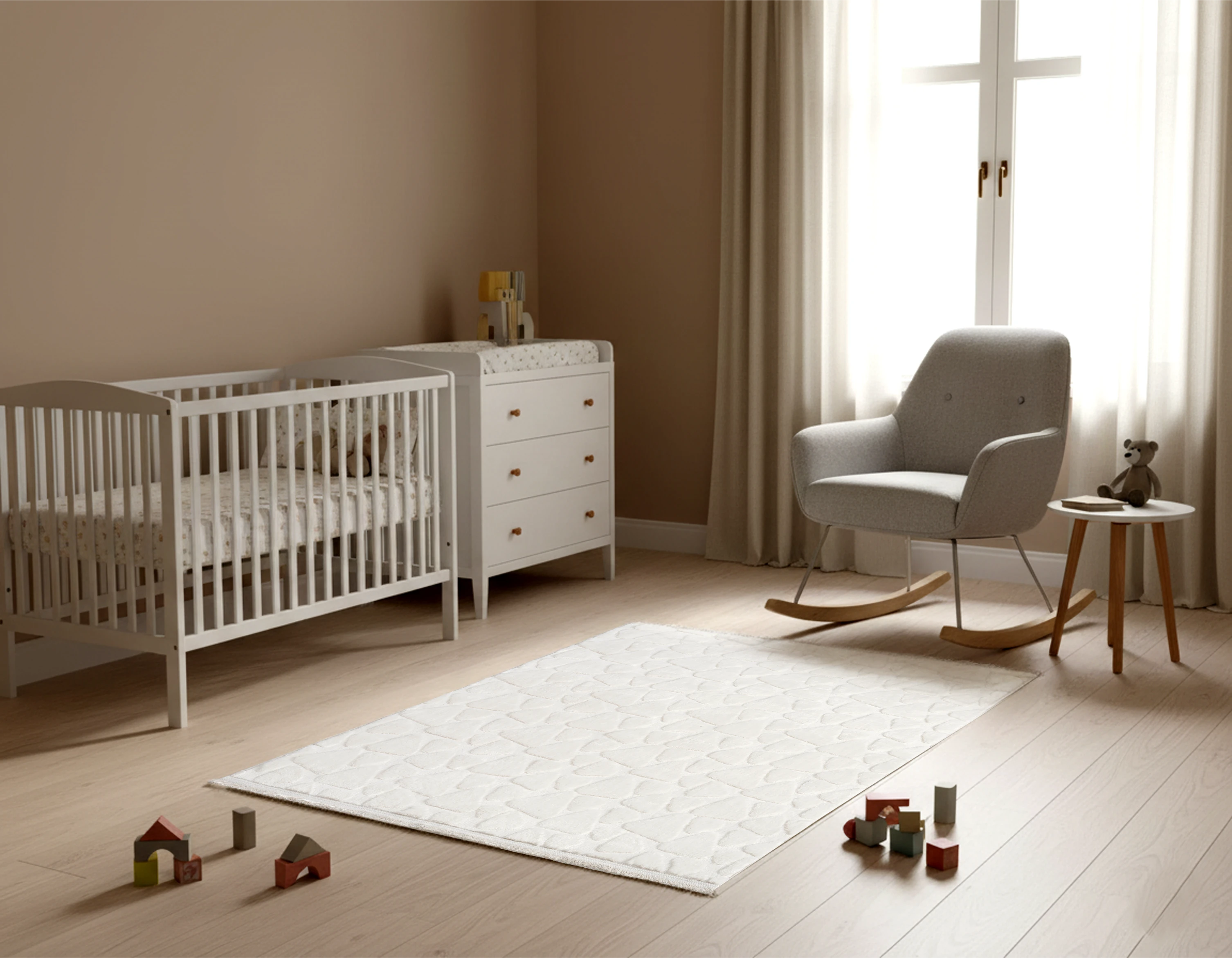 Tera Beyaz Peluş Halı