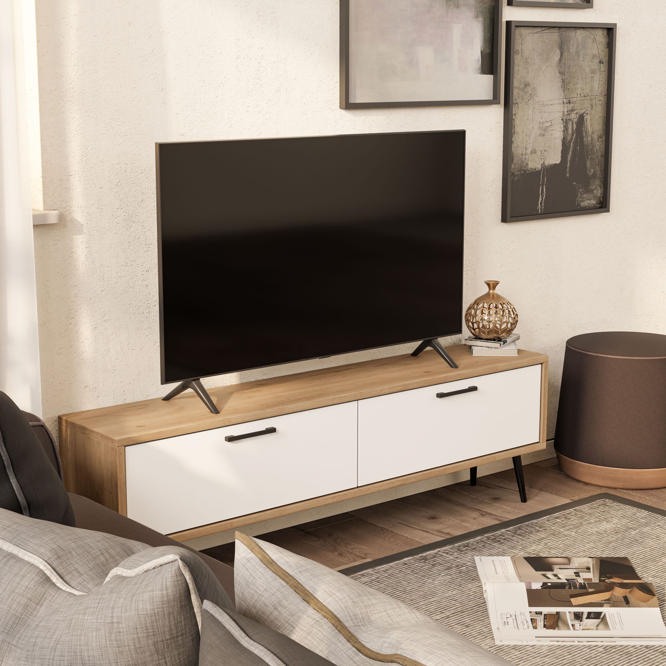 4064 Bold 138 Cm Tv Ünitesi Sepet-Beyaz