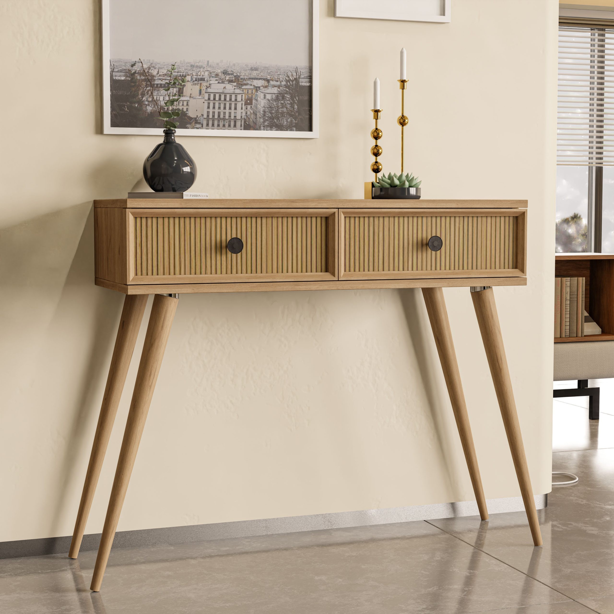 6025 LUNA (AHŞAP AYAKLI) MDF PROFİL ÇERÇEVELİ 2 ÇEKMECELİ DRESUAR SEPET-YUNUS
