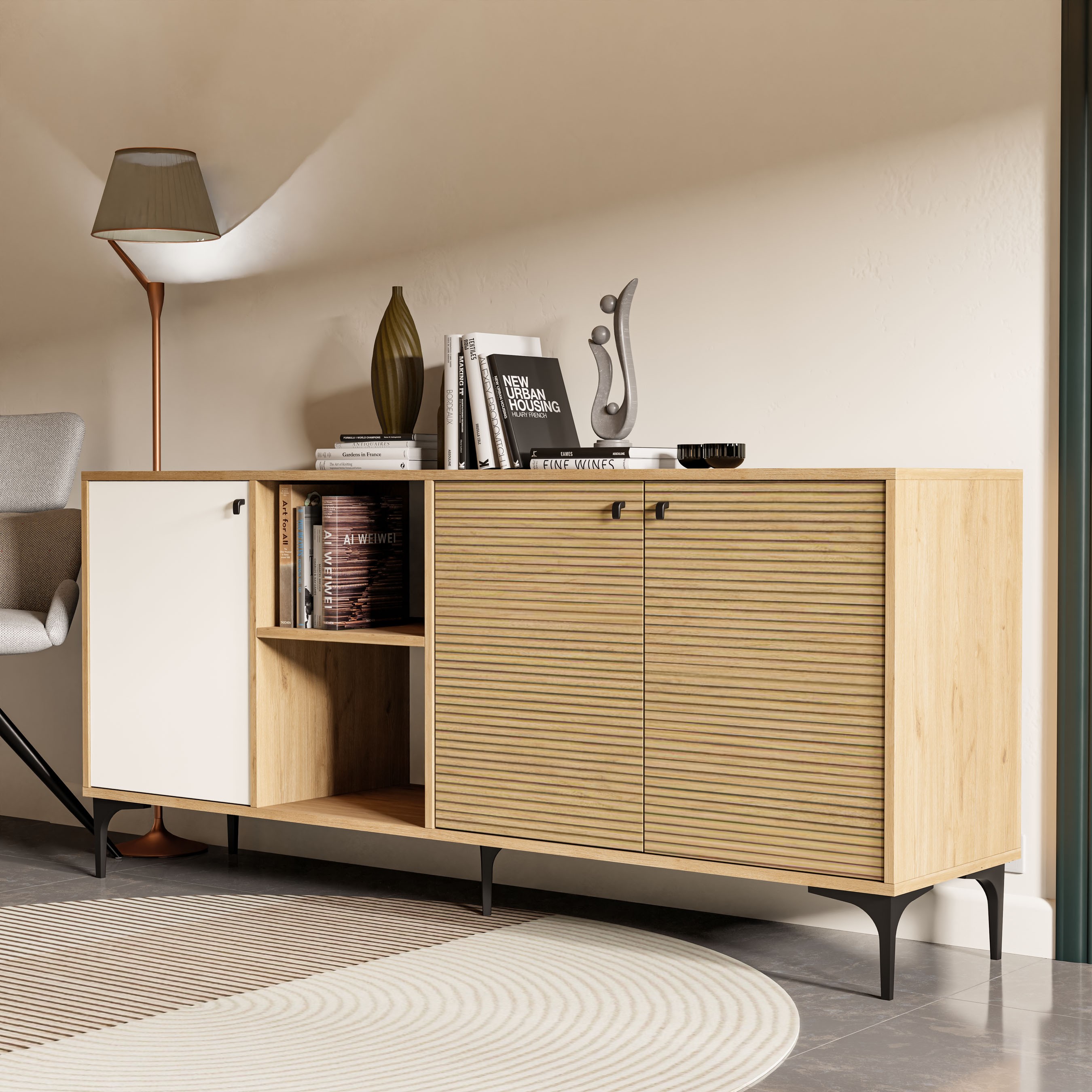 1686 Vision Modern Konsol 180 Cm Sepet - Yunus - Beyaz