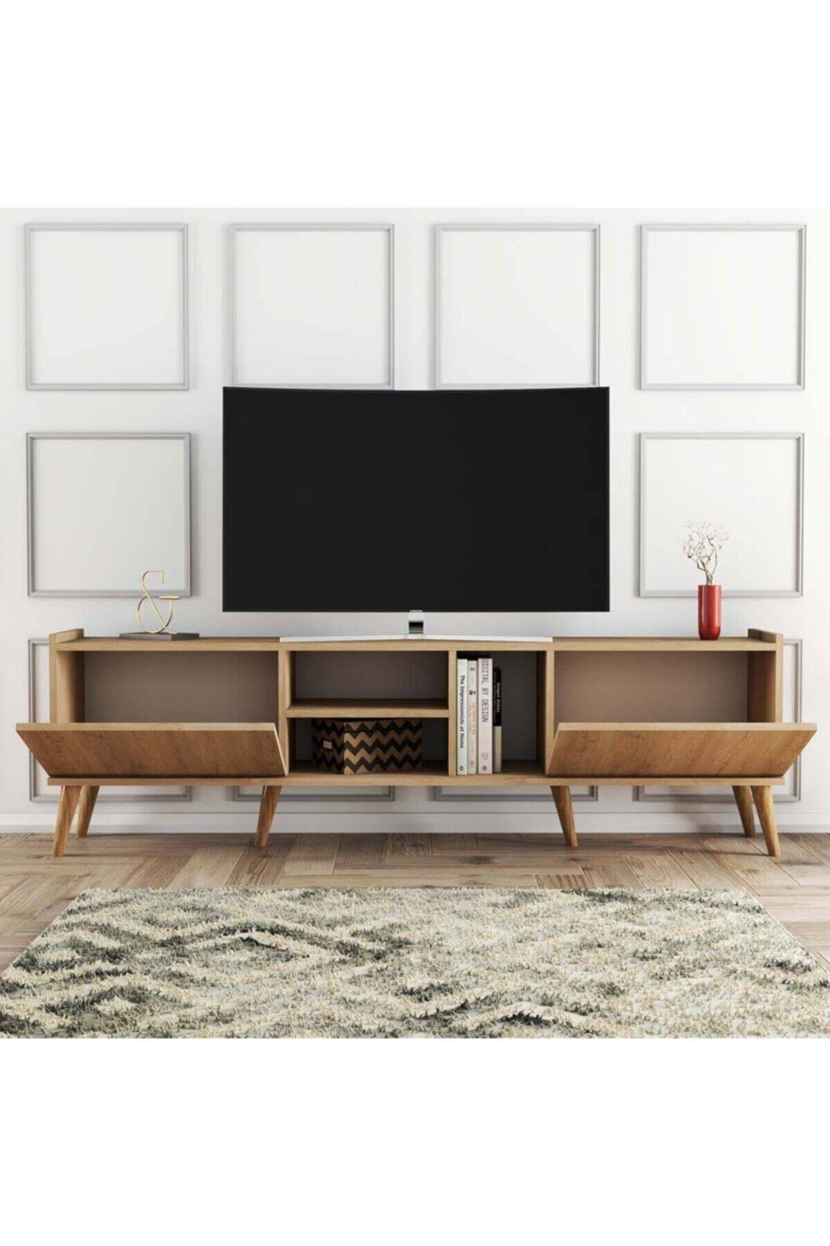 1350 Lotus 180 Cm (Ahşap Ayaklı) Tv Ünitesi Sepet Rengi