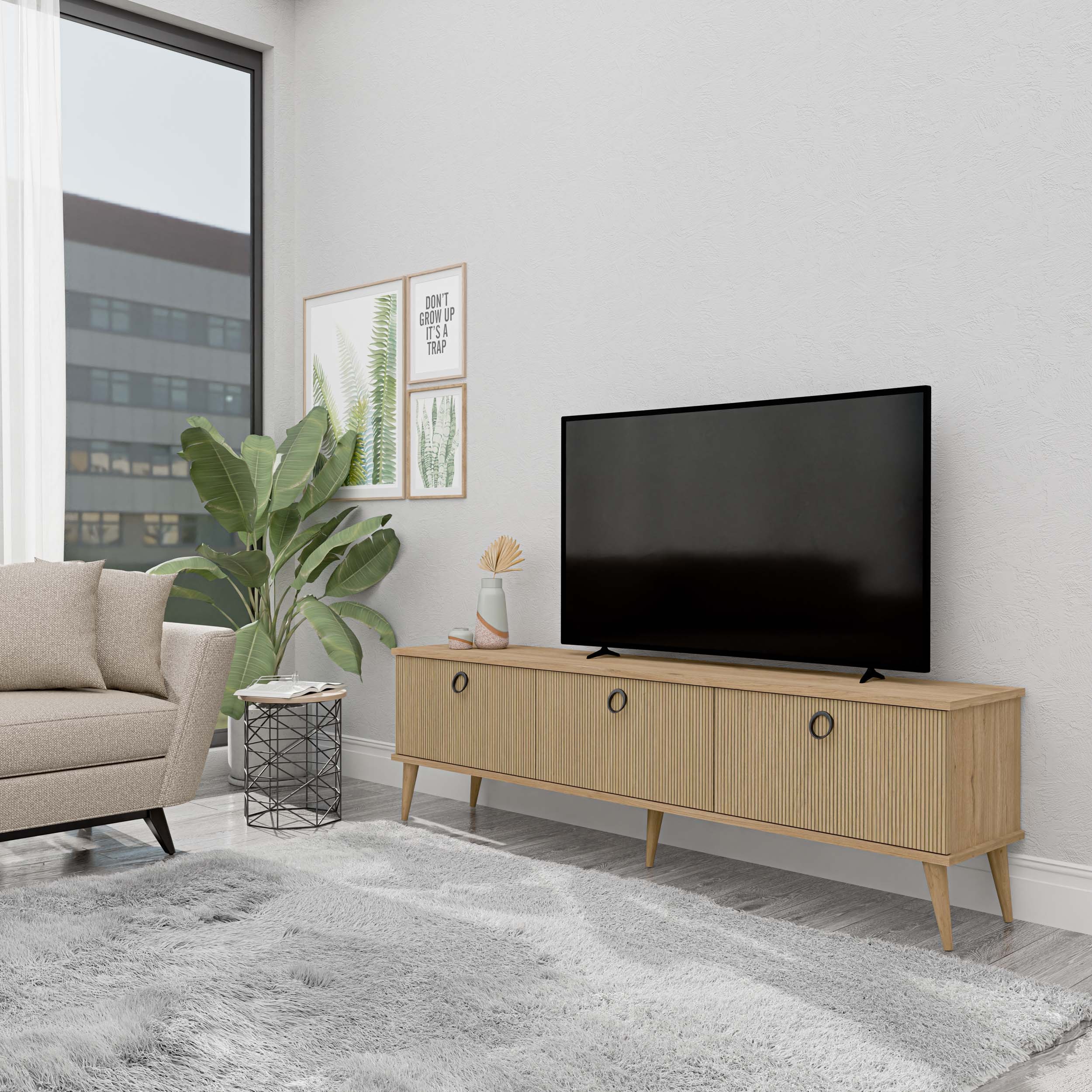 1372 Lexus 180 Cm (AHŞAP AYAKLI) Tv Ünitesi Sepet - Yunus