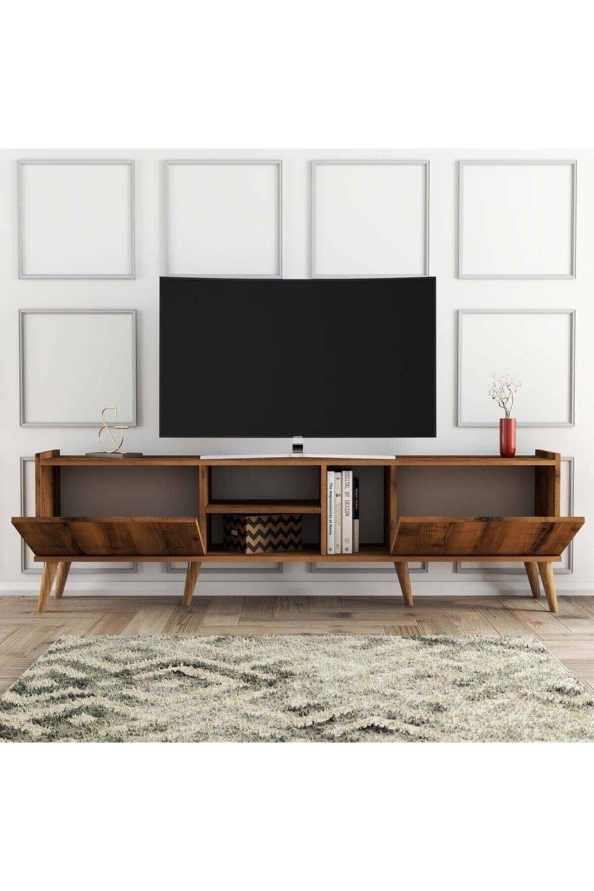 1340 Lotus 180 Cm (Ahşap Ayaklı) Tv Ünitesi Hat Rengi