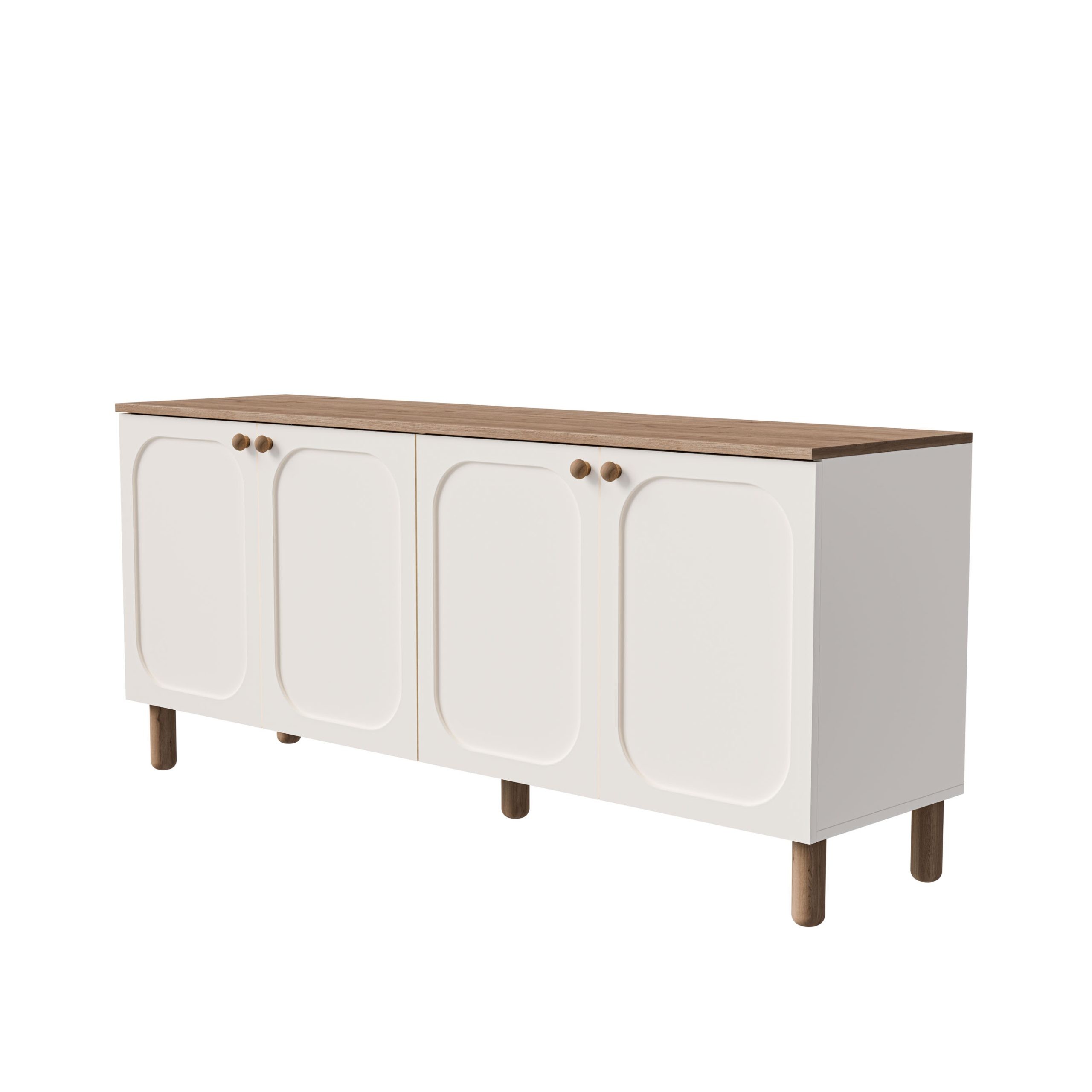 1700 Monza 180 Cm (Membran MDF Kapaklı) Bohem Konsol Sepet-Beyaz