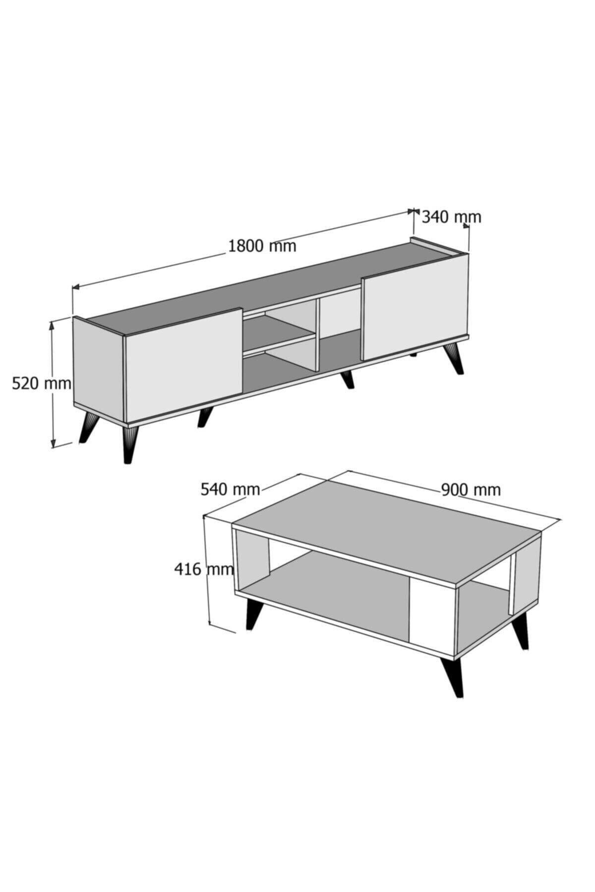 SET 1310-2022 Elegante 180 Cm Tv Ünitesi Ve City Orta Sehpa Takımı Amalfi