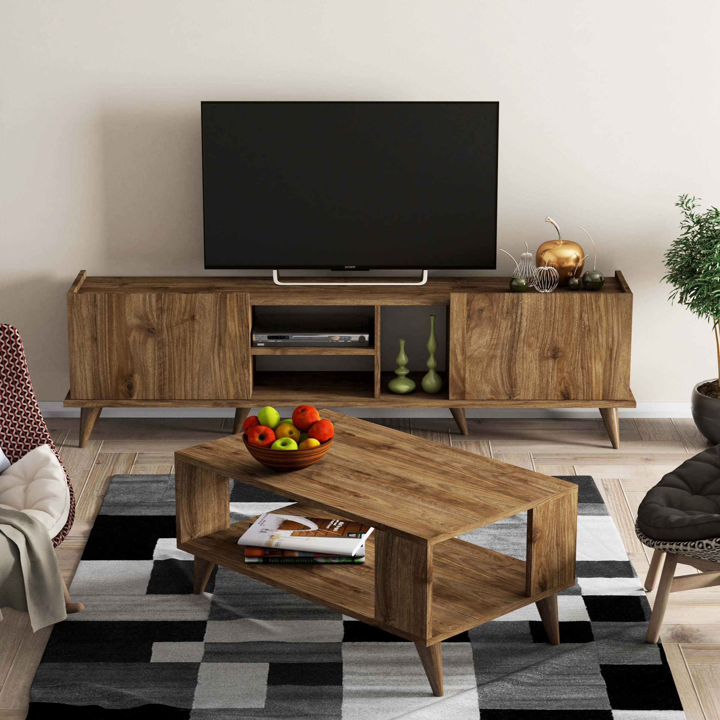SET 1310-2022 Elegante 180 Cm Tv Ünitesi Ve City Orta Sehpa Takımı Amalfi