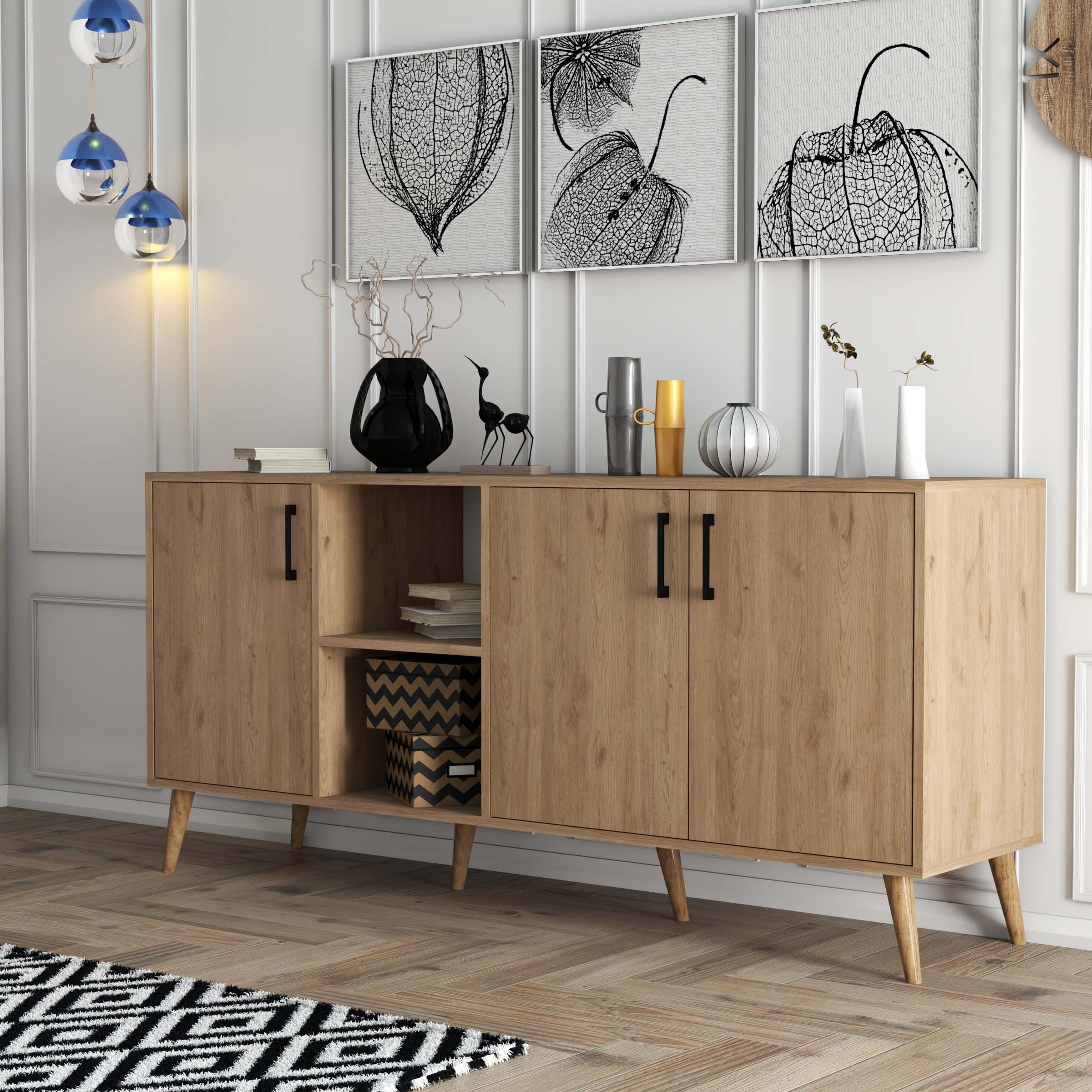1626 Exxen 180 Cm (AHŞAP AYAKLİ) Modern Konsol Sepet