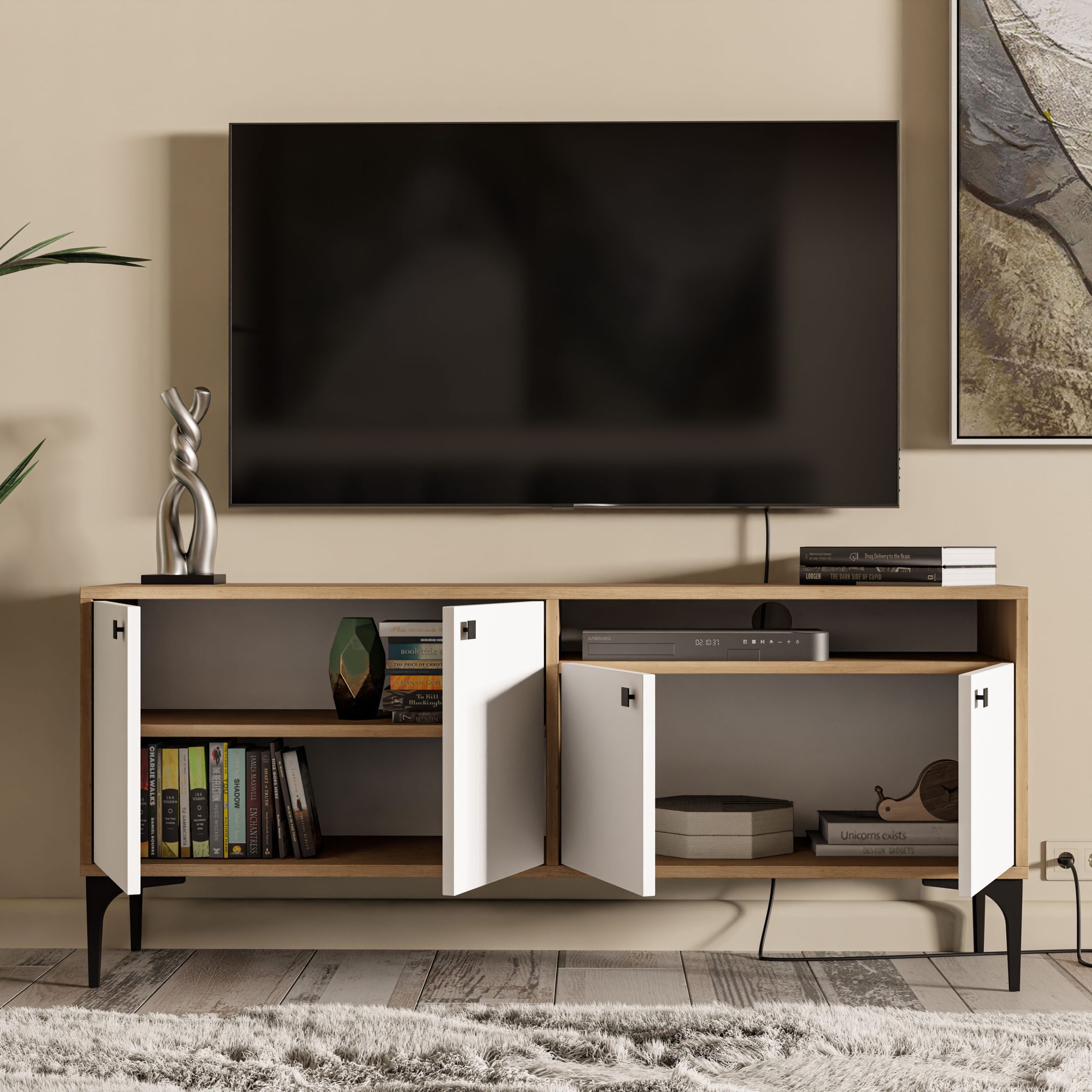 1548 Artemis 139 Cm Tv Ünitesi Sepet-Beyaz