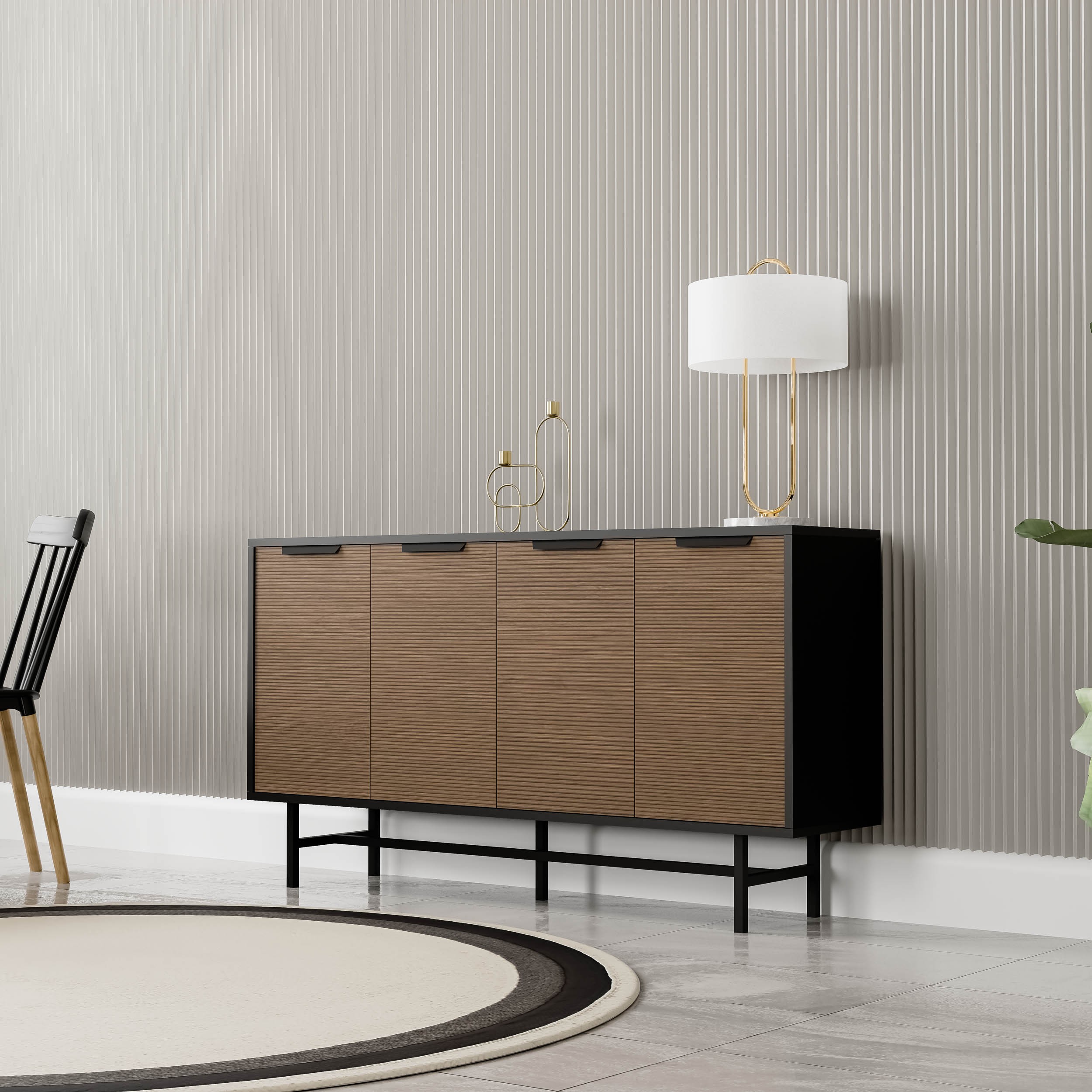 4616 BLANCO 145 CM (METAL AYAKLI) KONSOL SİYAH KAPLAN