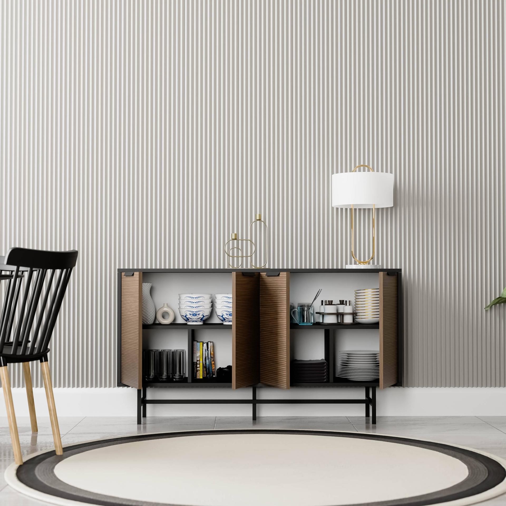 4616 BLANCO 145 CM (METAL AYAKLI) KONSOL SİYAH KAPLAN
