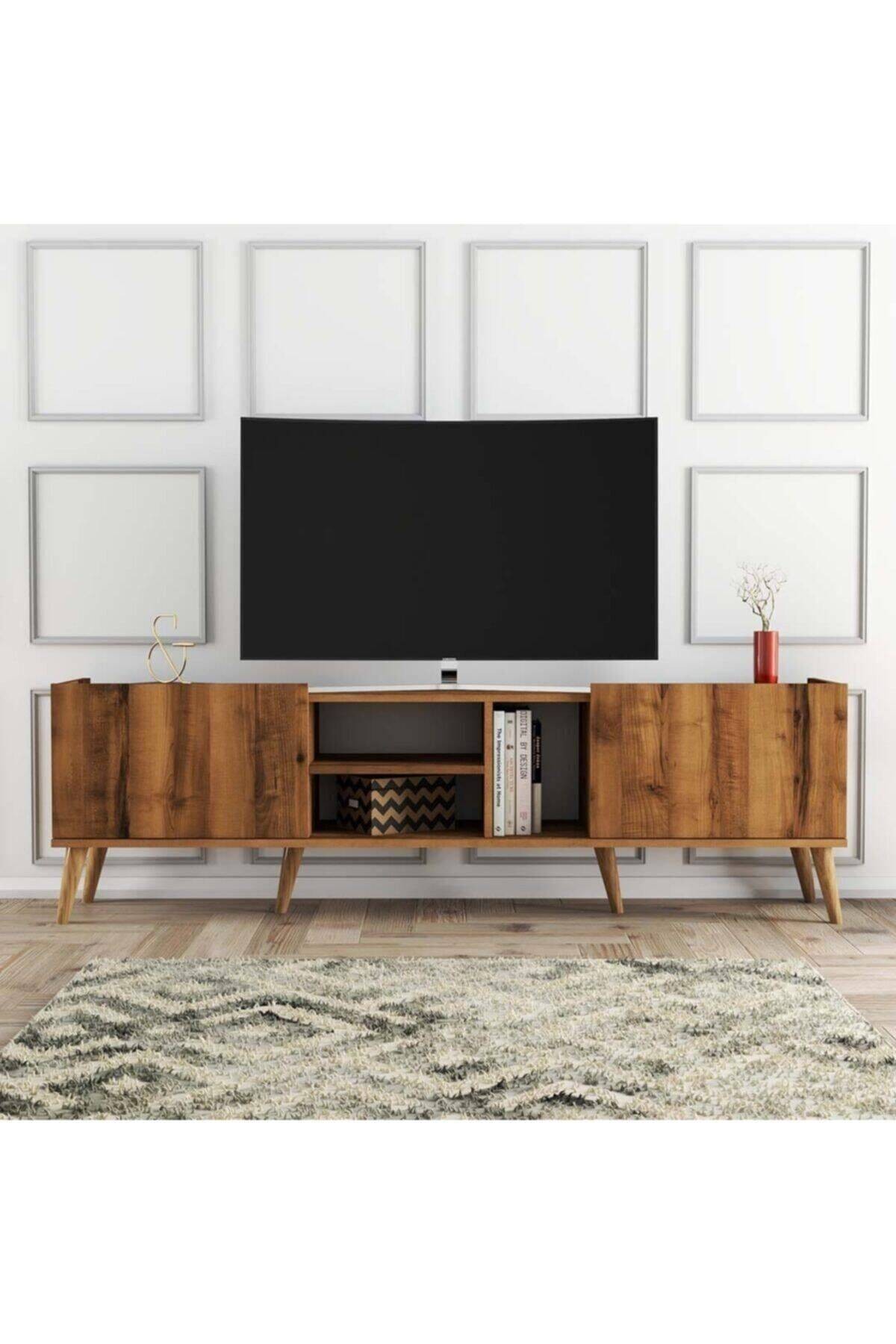 1340 Lotus 180 Cm (Ahşap Ayaklı) Tv Ünitesi Hat Rengi