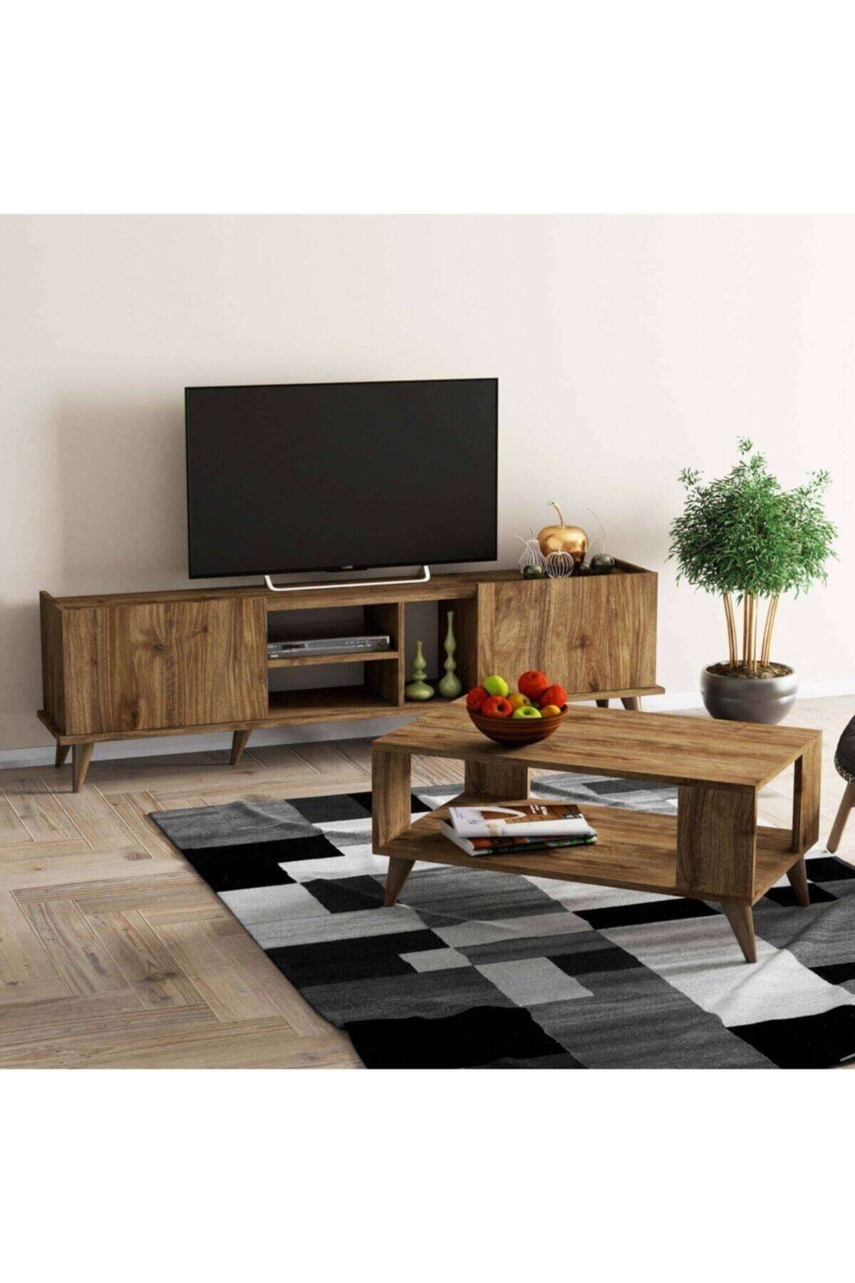 SET 1310-2022 Elegante 180 Cm Tv Ünitesi Ve City Orta Sehpa Takımı Amalfi
