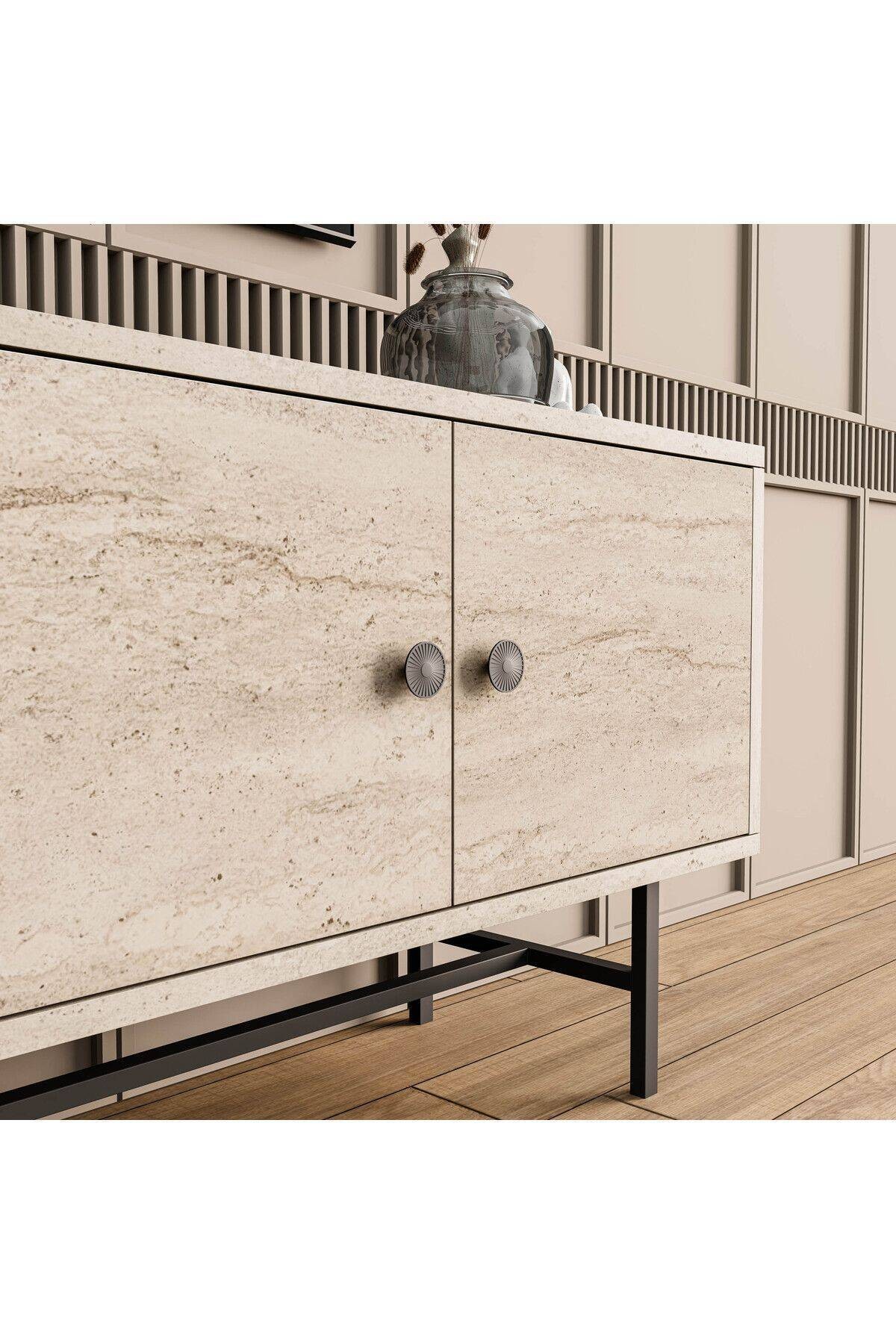4040 DIAMOND METAL AYAKLI TV ÜNİTESİ 150 CM TRAVERTEN