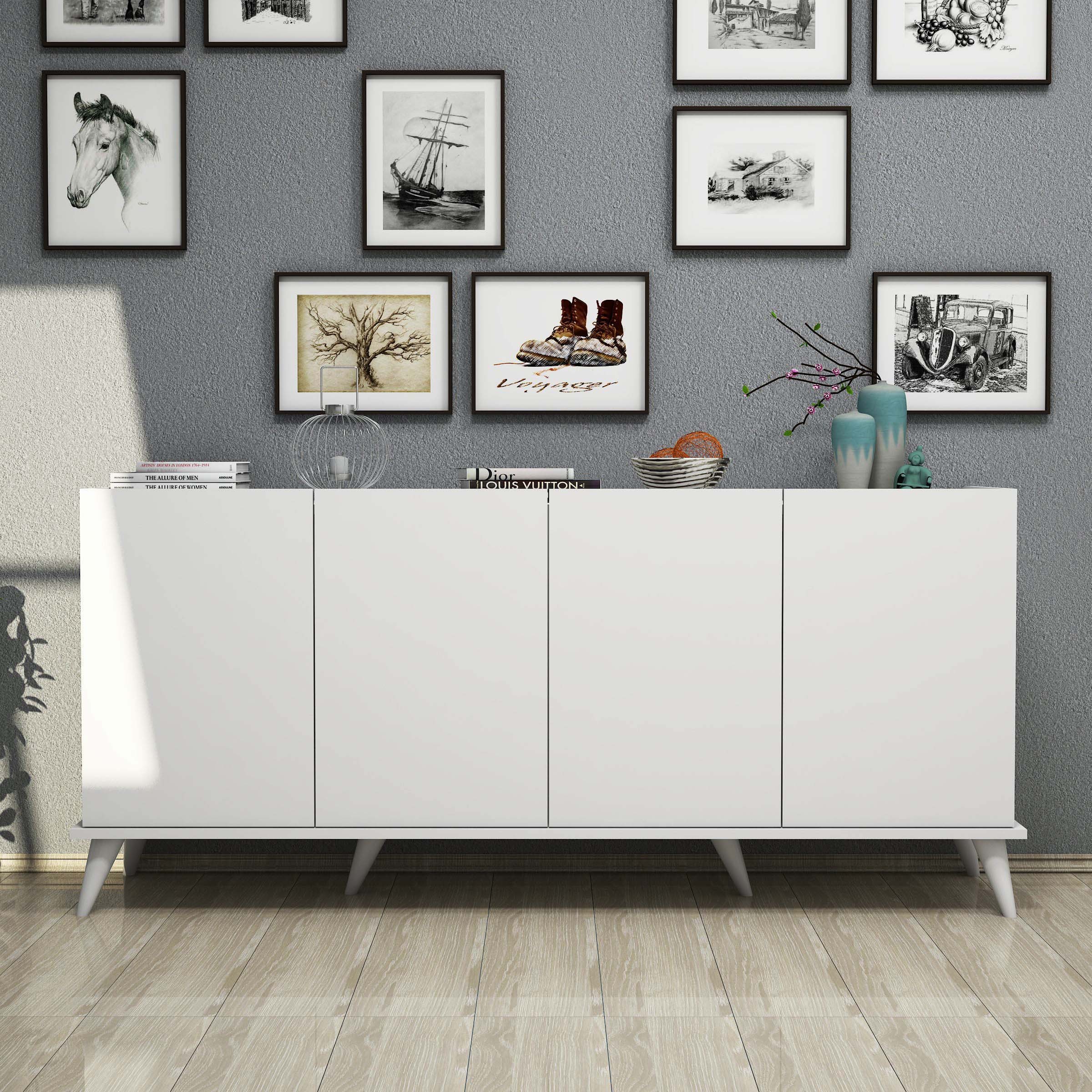 1602 Elegante 180 Cm Modern Konsol Beyaz