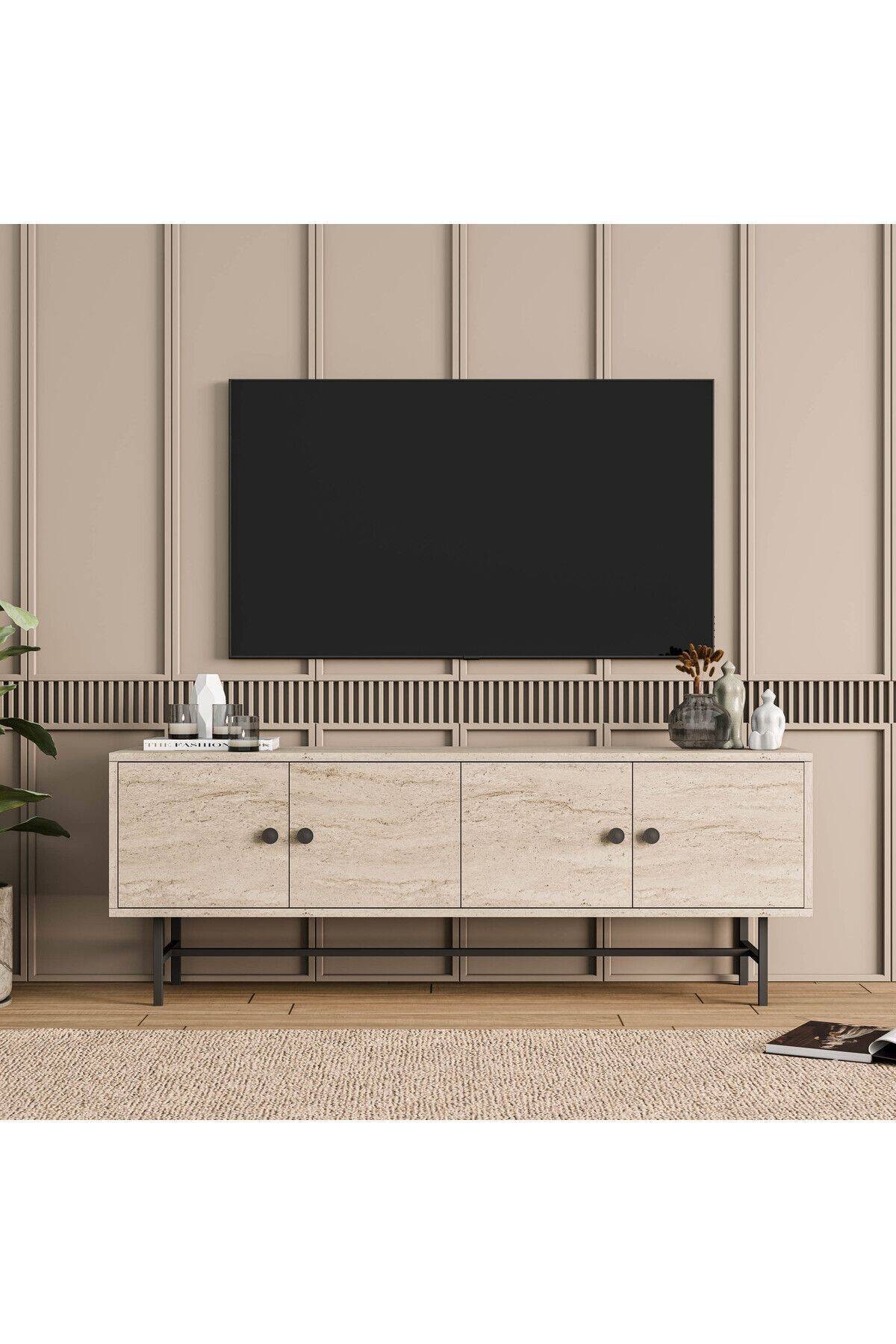 4040 DIAMOND METAL AYAKLI TV ÜNİTESİ 150 CM TRAVERTEN