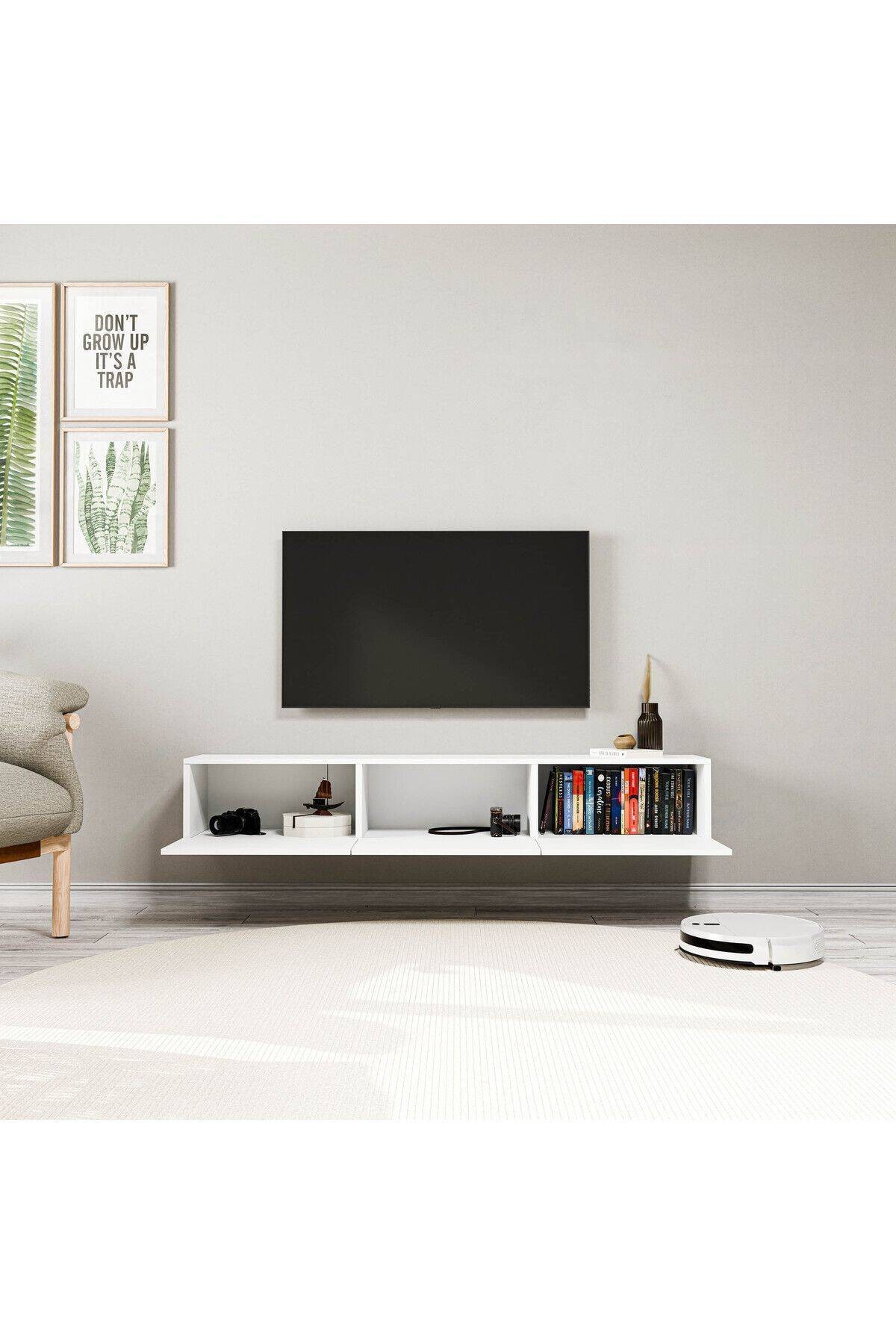 1220 DORE 3 KAPAKLI KULPSUZ 150 CM TV ÜNİTESİ BEYAZ