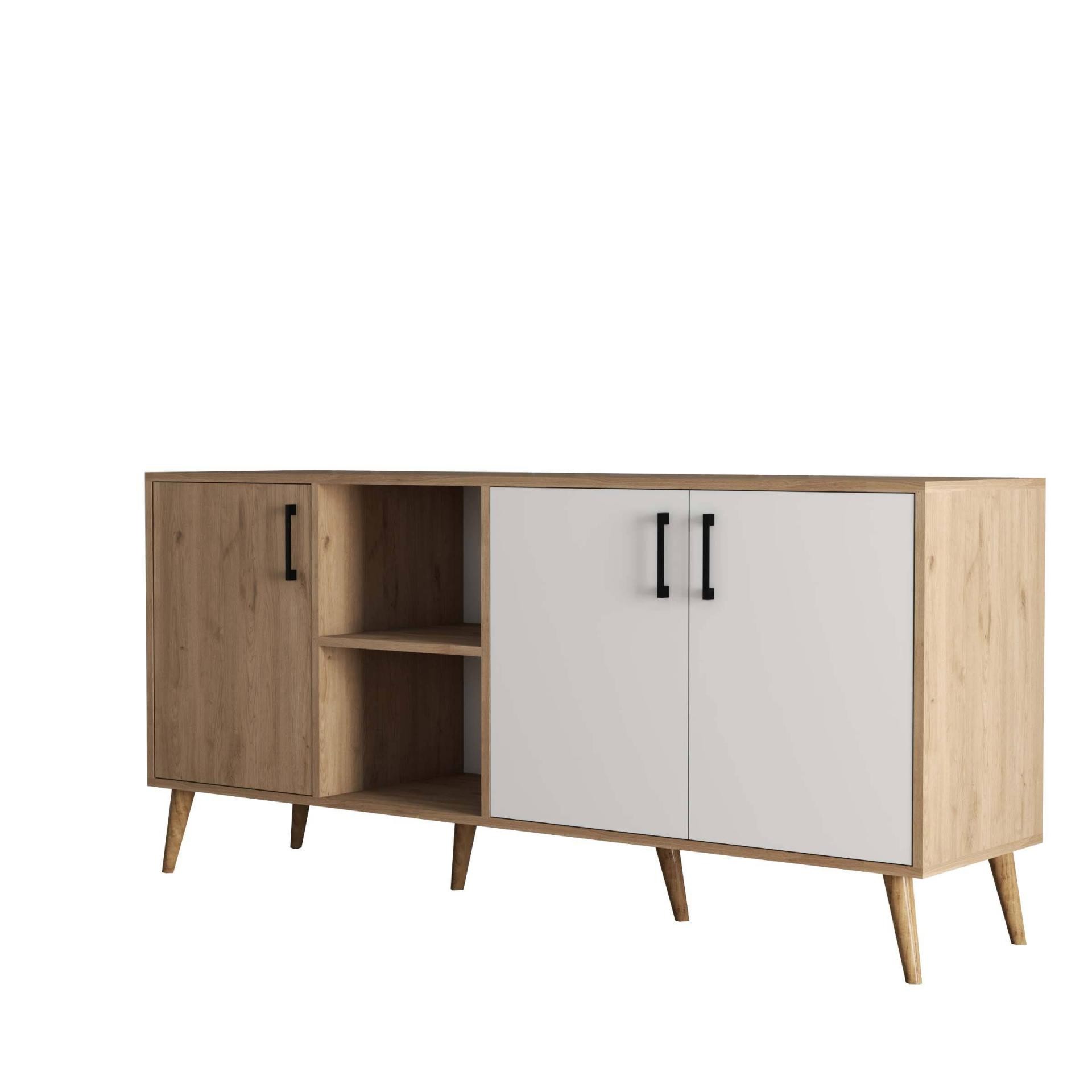 1624 Exxen 180 Cm (AHŞAP AYAKLİ) Modern Konsol Sepet Beyaz