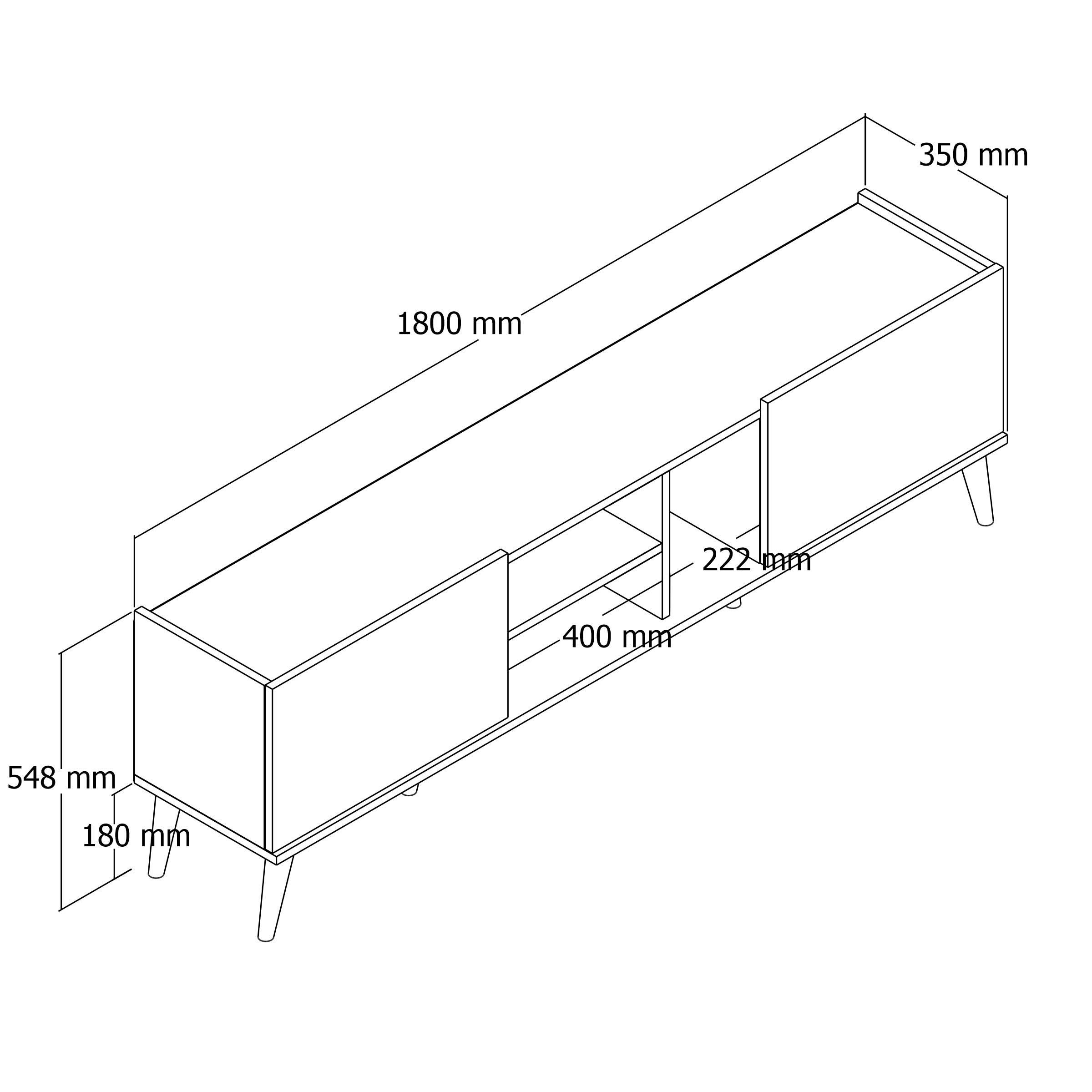 1340 Lotus 180 Cm (Ahşap Ayaklı) Tv Ünitesi Hat Rengi
