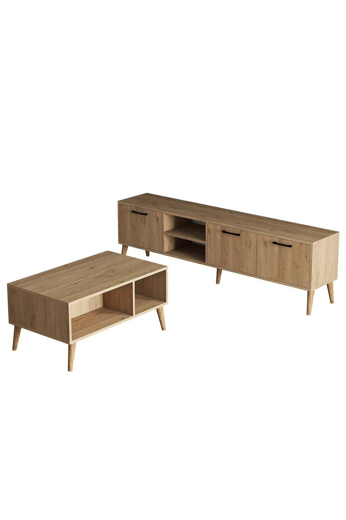 SET 1587-2076 Exxen 180 Cm Tv Ünitesi + Exxen Orta Sehpa - Sepet Rengi