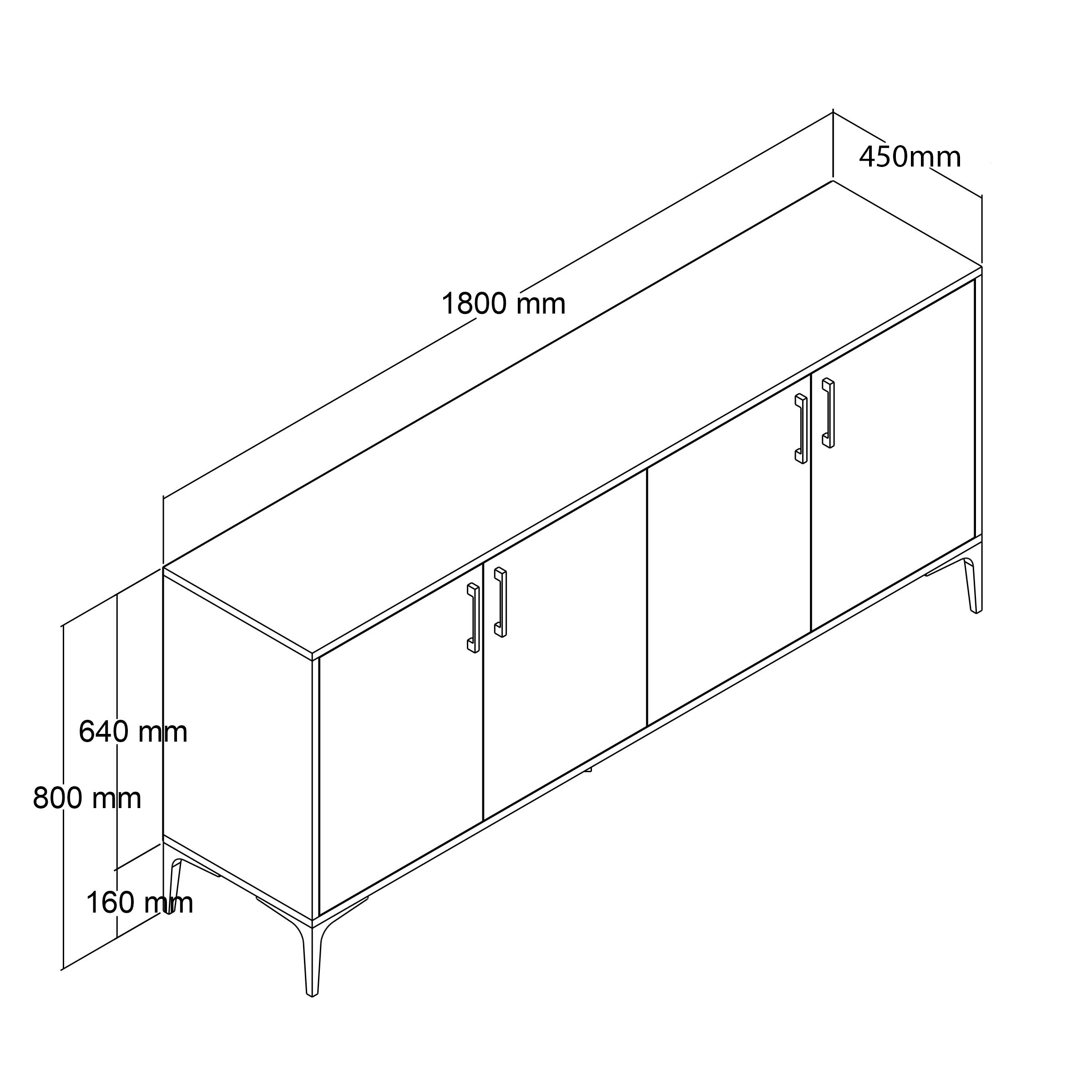 1666 Ares Modern Konsol 180 Cm Sepet - Beyaz