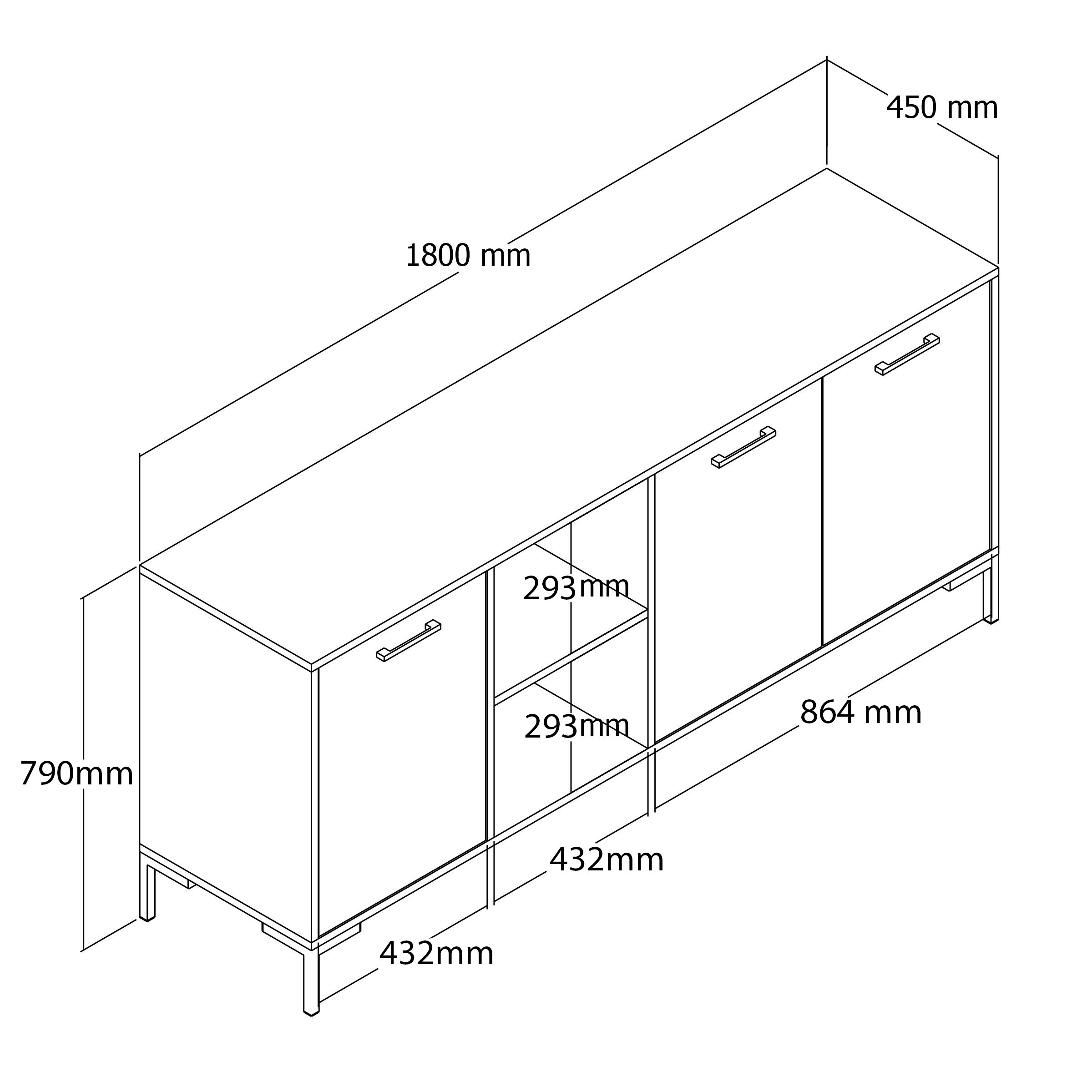 1630 Aurora 180 Cm (METAL AYAKLİ) Modern Konsol Hat Antrasit