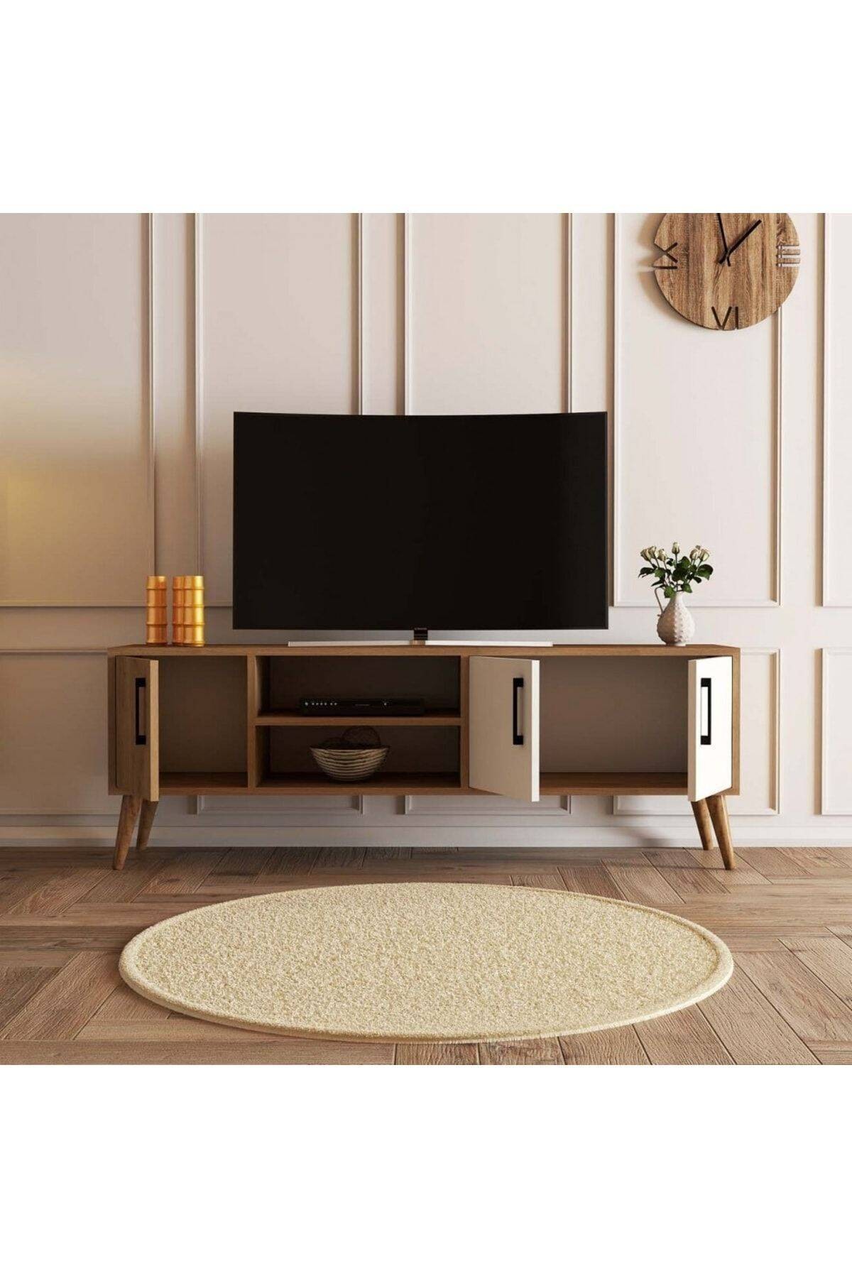 1584 EXXEN 150 CM (AHŞAP AYAKLI) TV ÜNİTESİ SEPET-BEYAZ