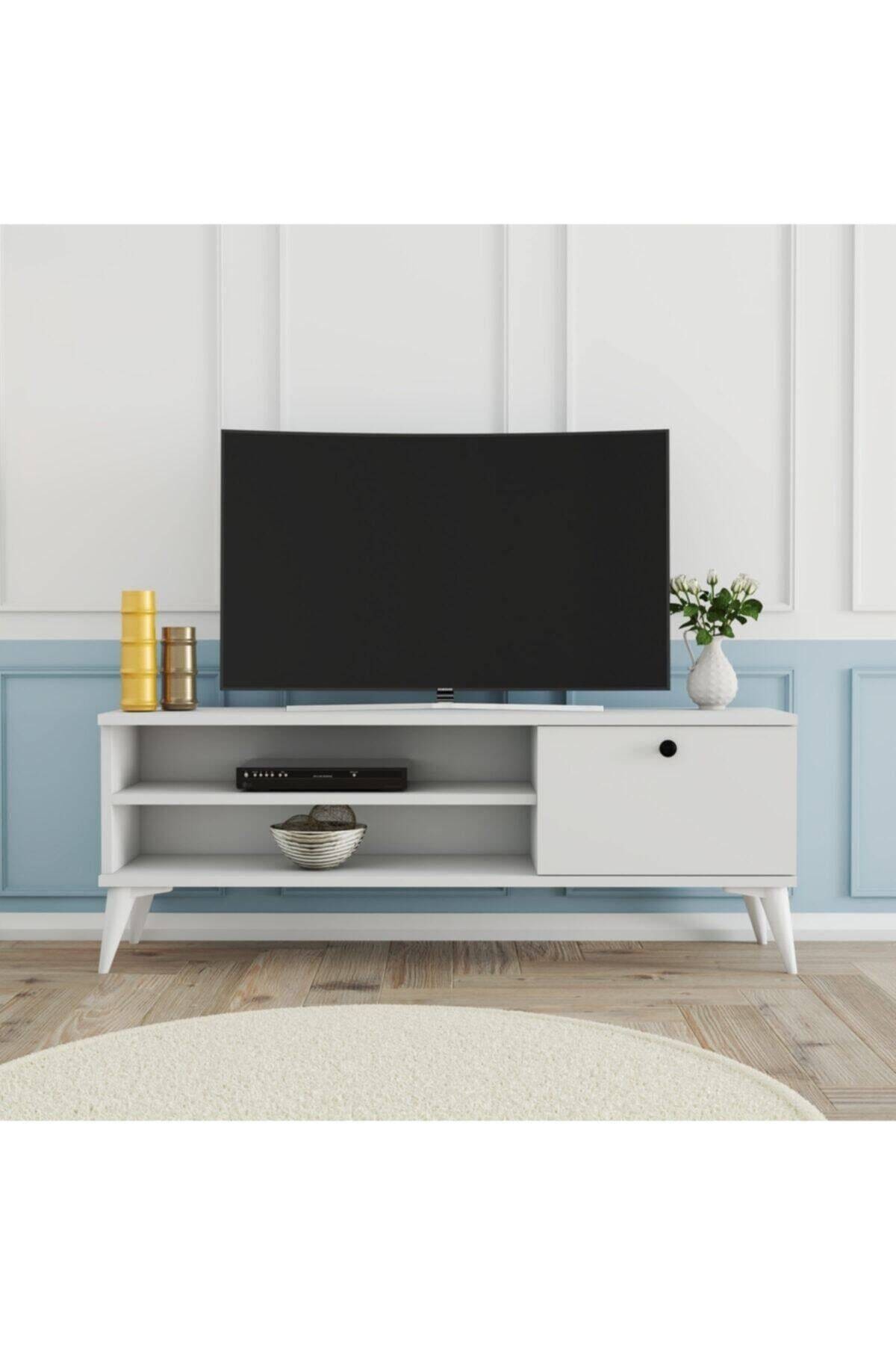 1564 Retro Tv Ünitesi 120 Cm Beyaz
