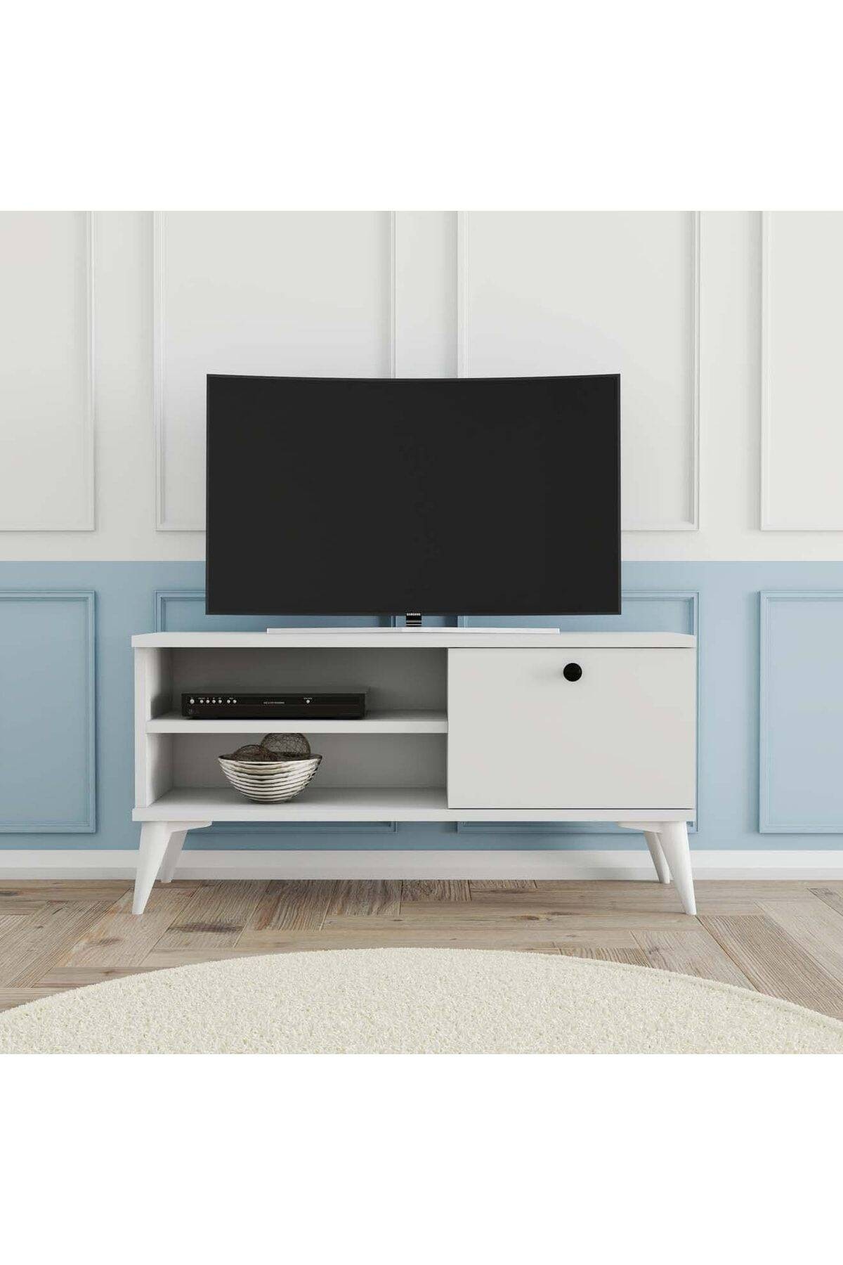 1554 Retro Tv Ünitesi 90 cm Beyaz