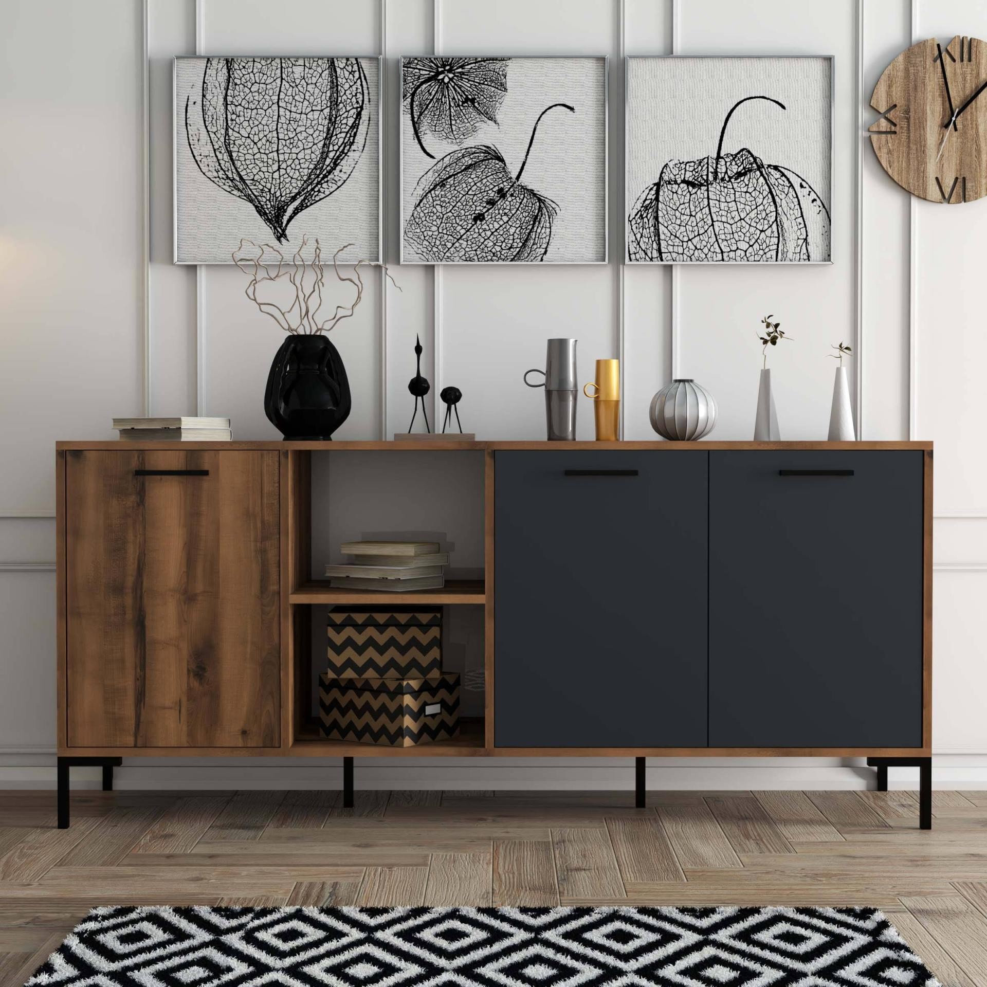 1630 Aurora 180 Cm (METAL AYAKLİ) Modern Konsol Hat Antrasit