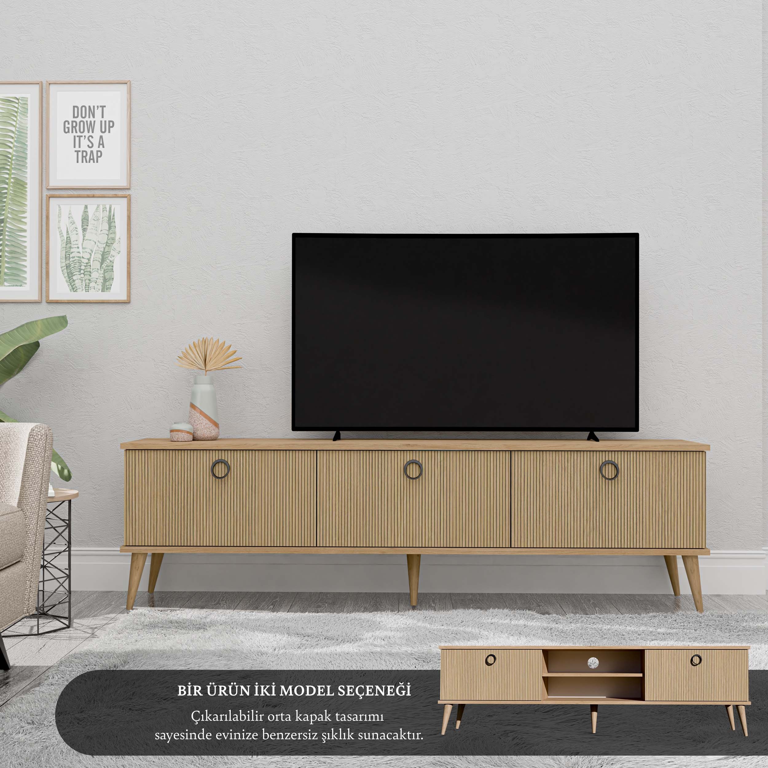 1372 Lexus 180 Cm (AHŞAP AYAKLI) Tv Ünitesi Sepet - Yunus