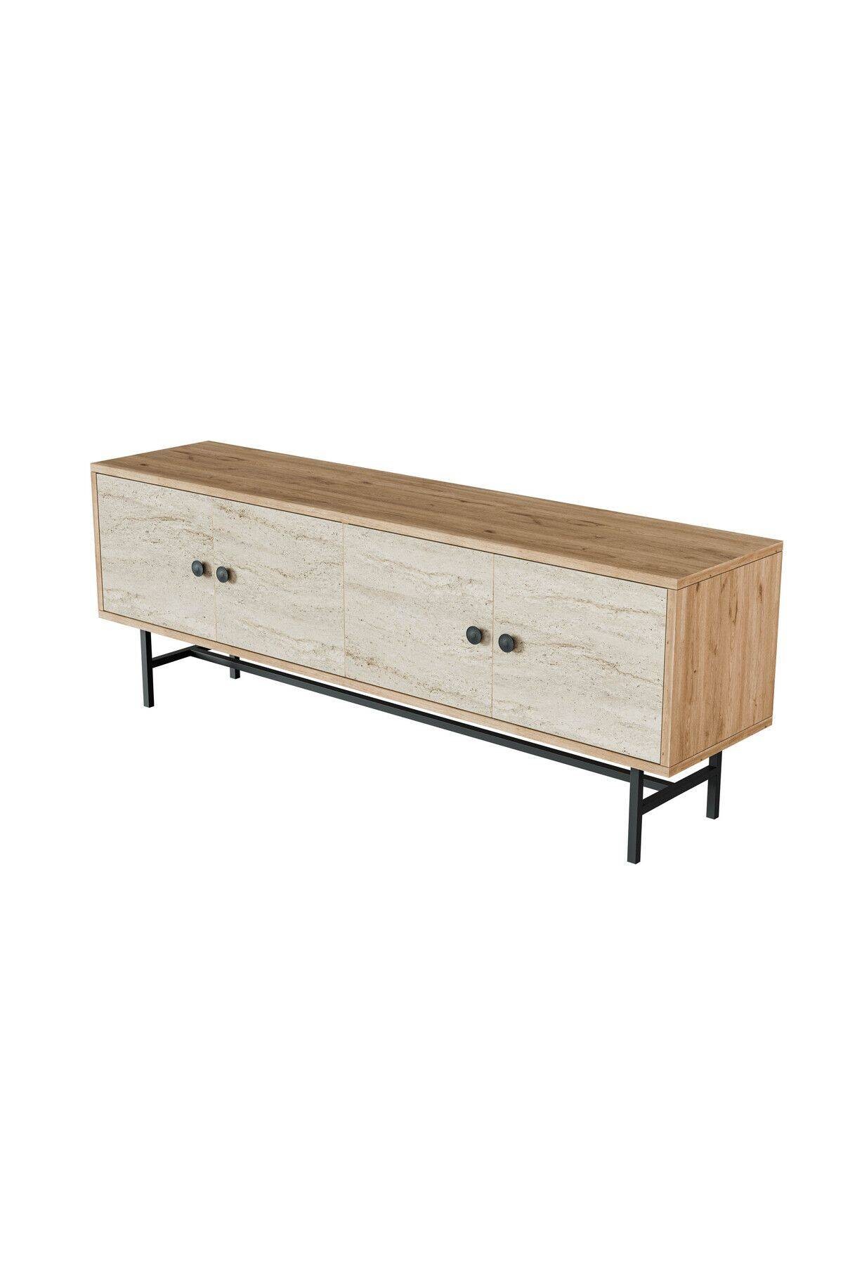 4042 DIAMOND METAL AYAKLI TV ÜNİTESİ 150 CM SEPET-TRAVERTEN