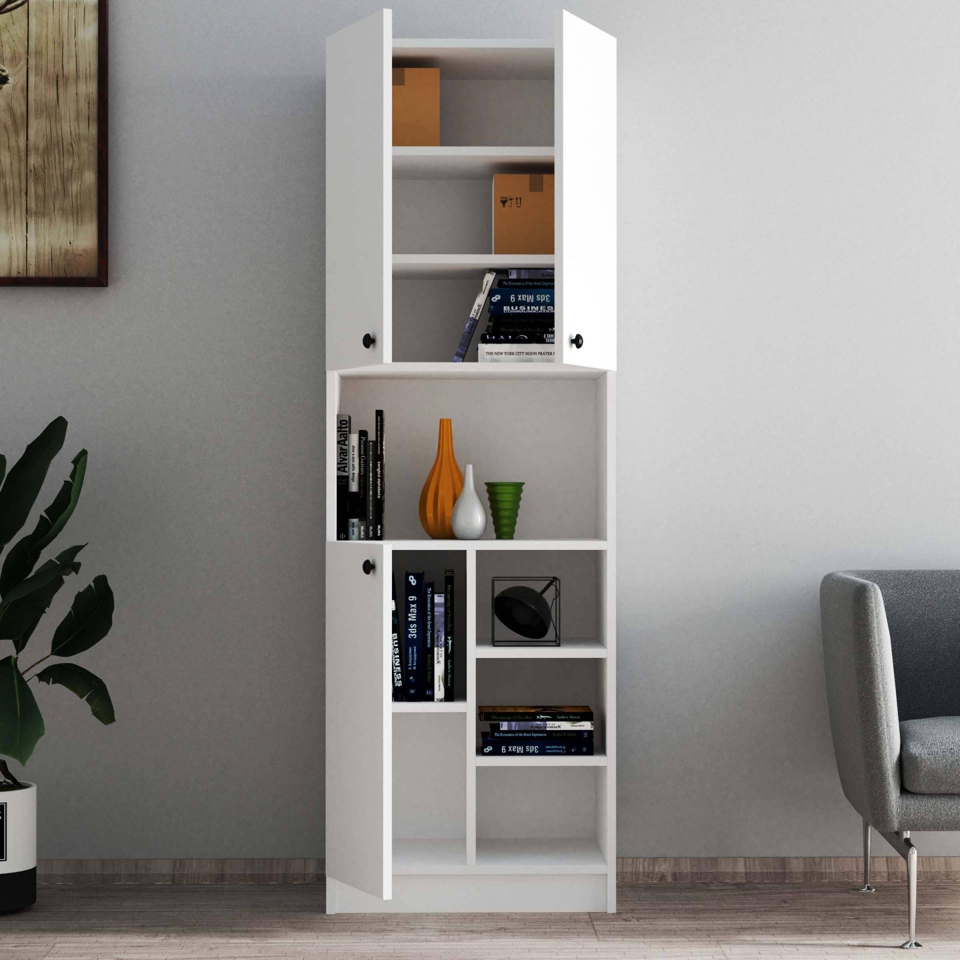 3004 Order 3 Kapaklı Çok Amaçlı Dolap Beyaz Renk