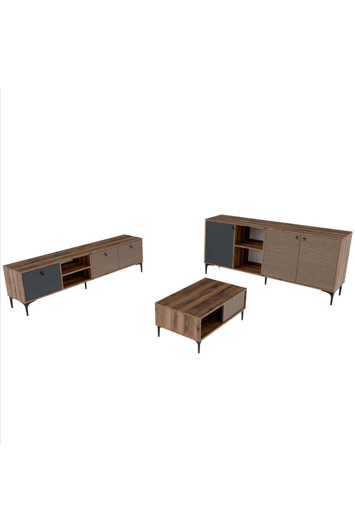 SET 1362-2090-1682 Vision Tv Ünitesi - Orta Sehpa - Konsol SETi Hat - Kaplan - Antrasit