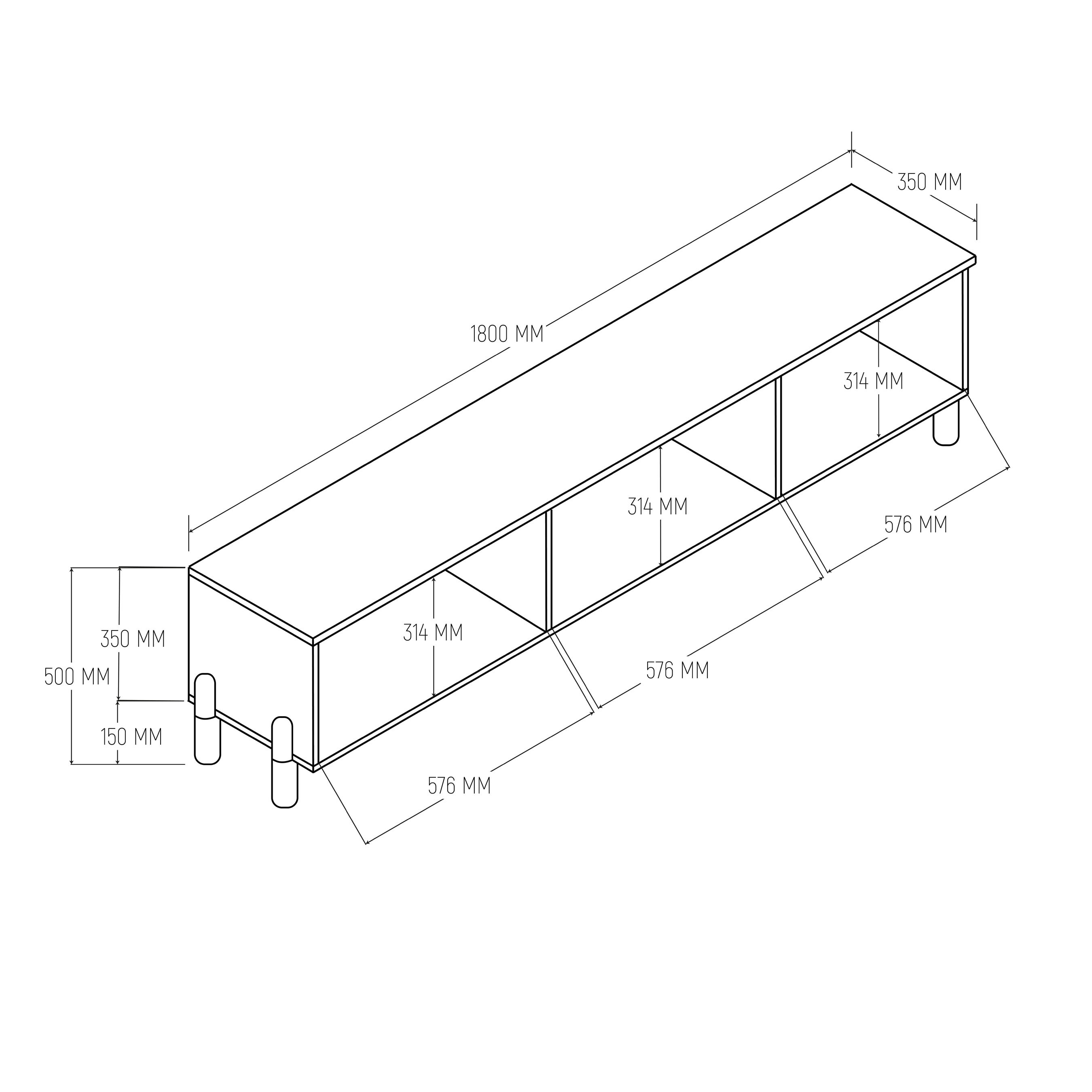 4090 Napoli 180 Cm (Membran MDF Kapaklı) Bohem Tv Ünitesi Sepet - Beyaz
