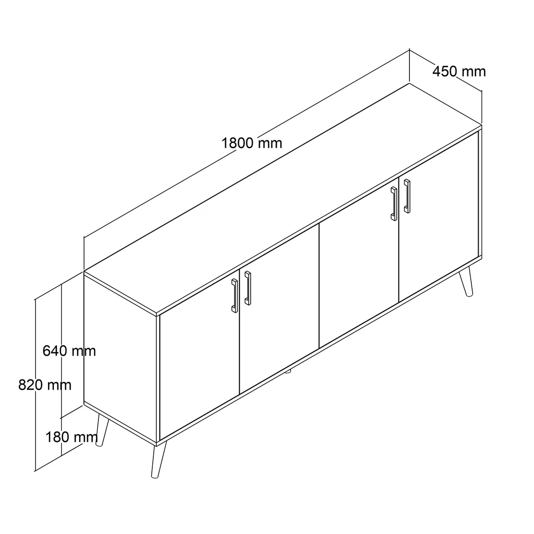 1670 Hera 180 Cm (Ahşap Ayaklı) Modern Konsol Atlantik Çam
