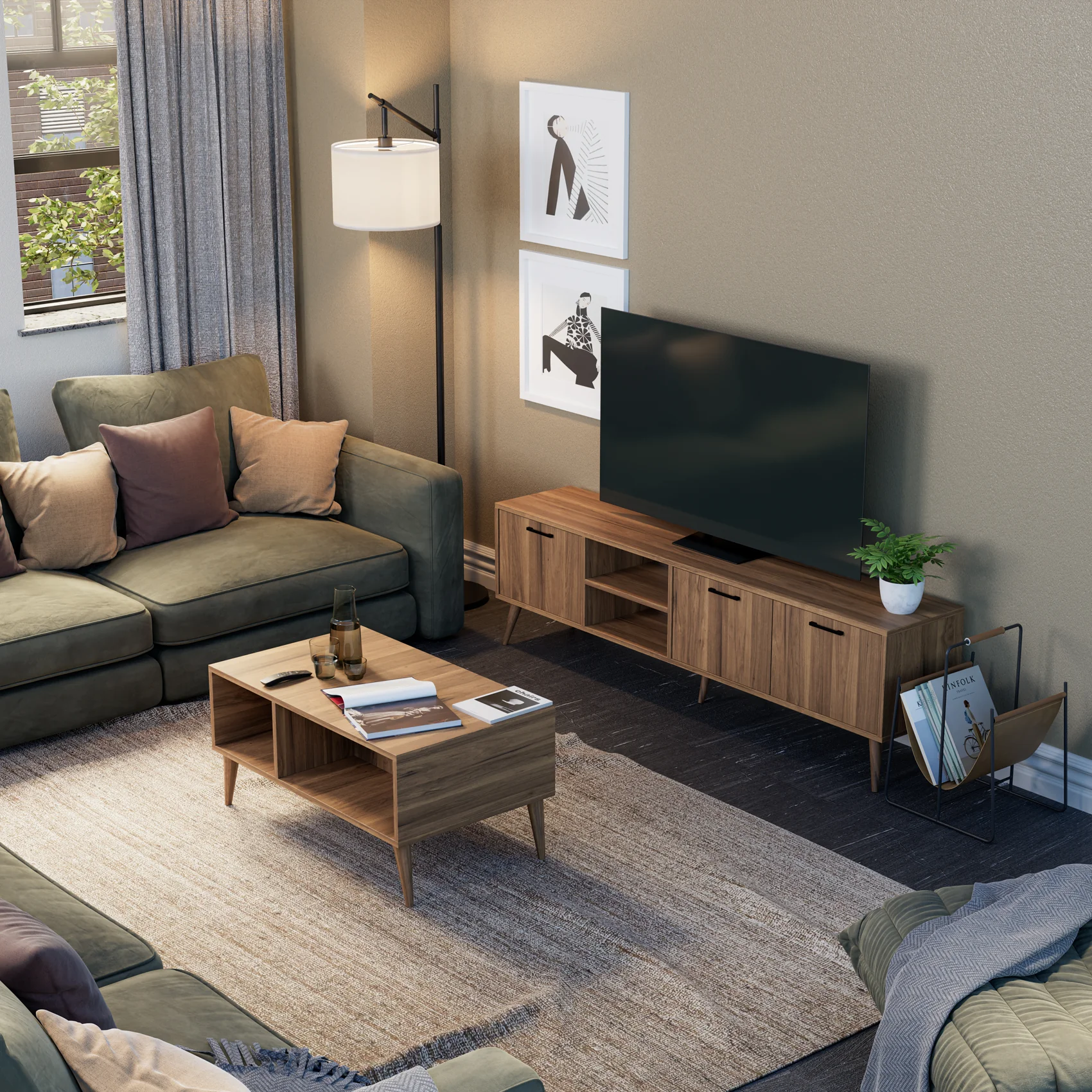 Set 1583-2072 Exxen 180 Cm Tv Ünitesi Exxen Orta Sehpa (Ahşap