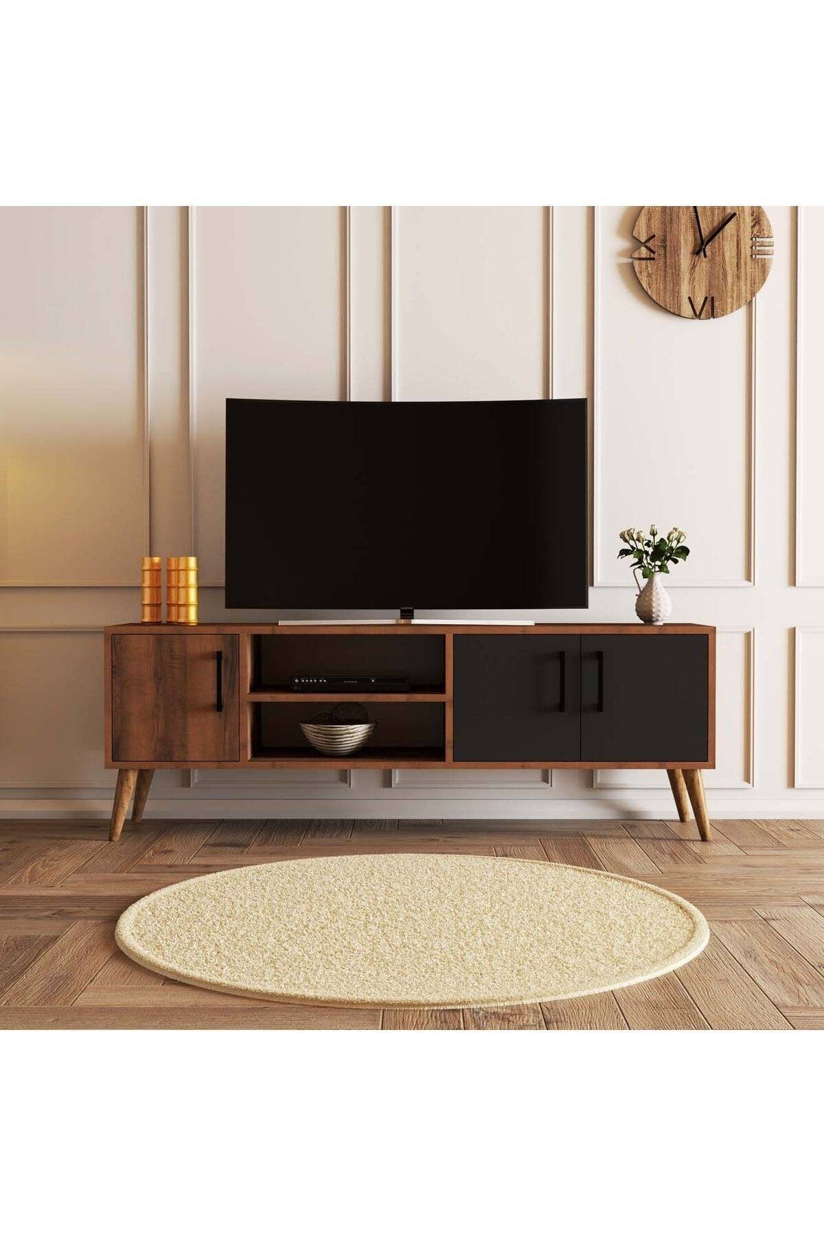 1580 EXXEN 150 CM (AHŞAP AYAKLI) TV ÜNİTESİ HAT-ANTRASİT