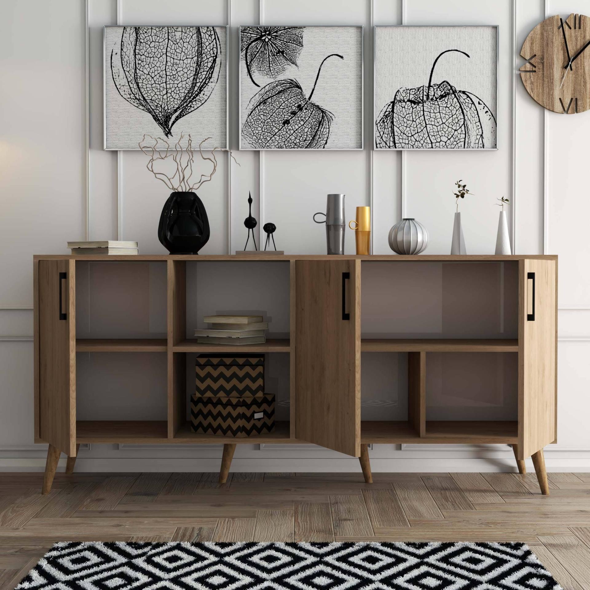 1626 Exxen 180 Cm (AHŞAP AYAKLİ) Modern Konsol Sepet