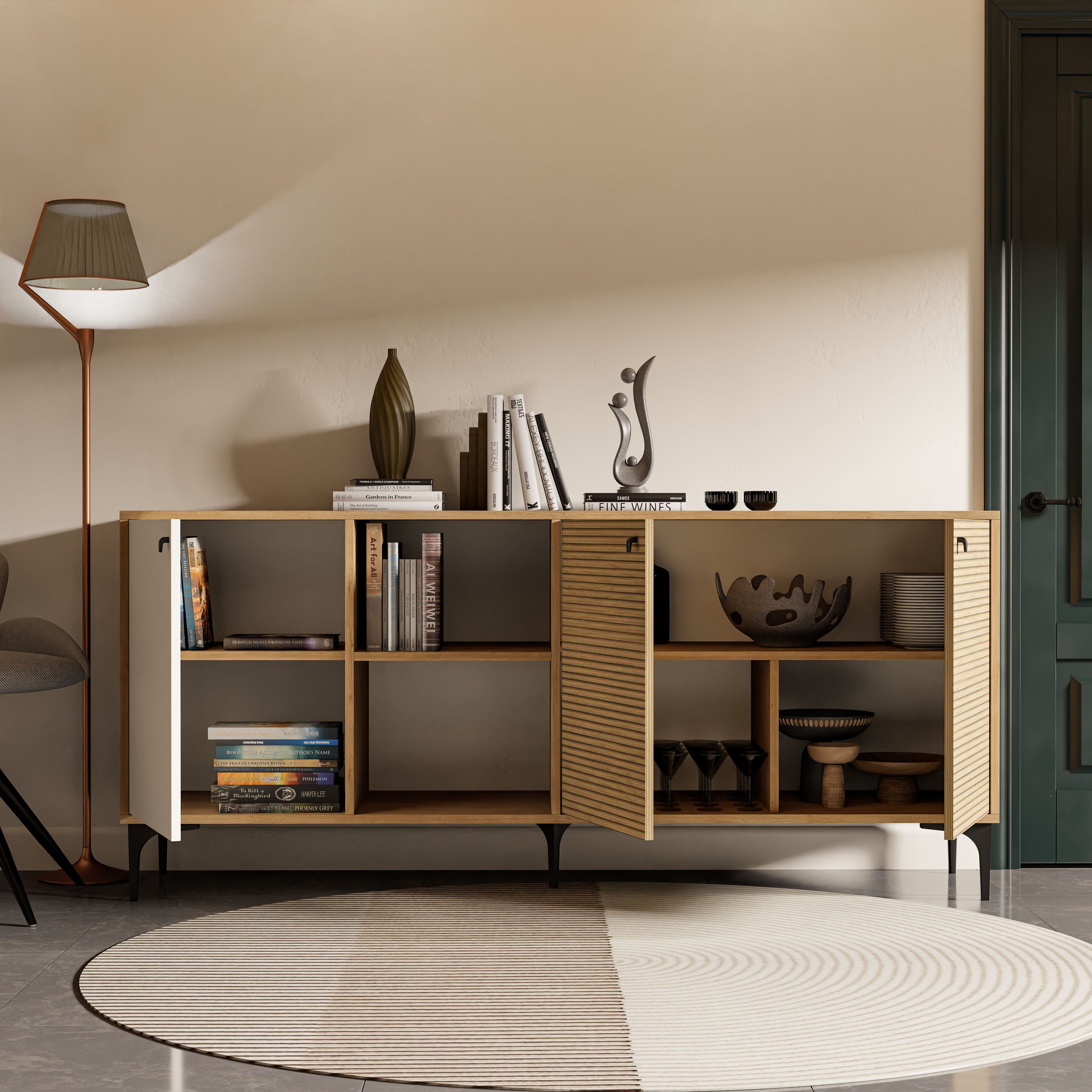 1686 Vision Modern Konsol 180 Cm Sepet - Yunus - Beyaz